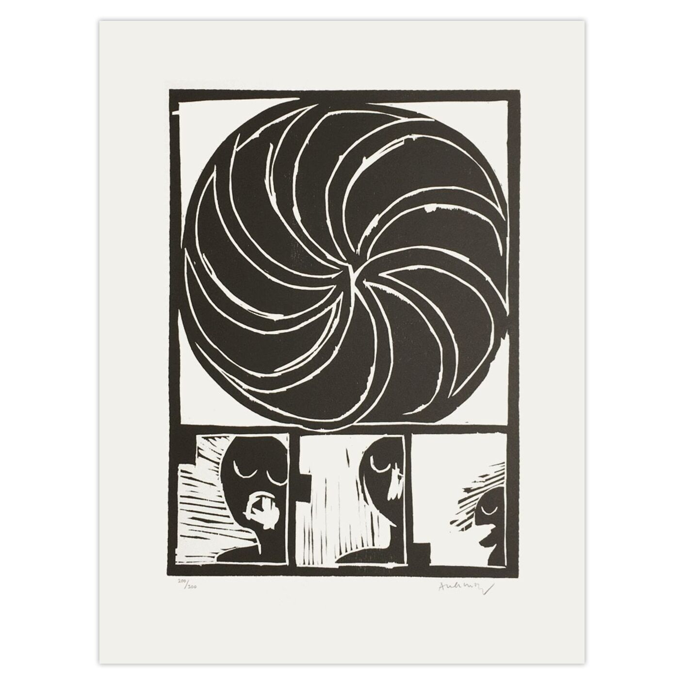 Pierre Alechinsky Signed Woodcut Roue 1970