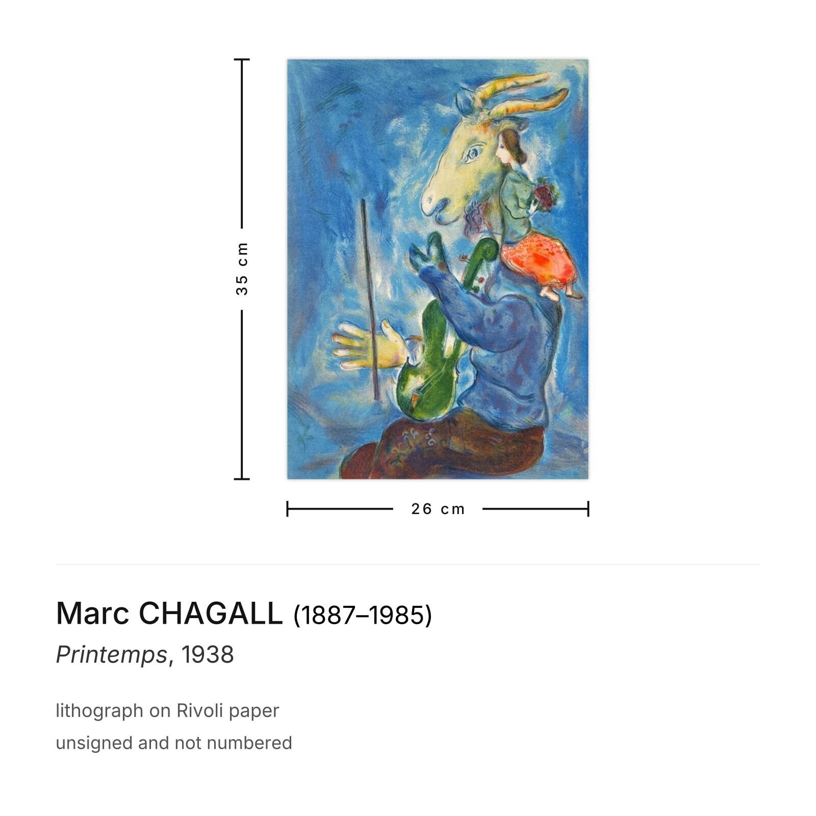 Marc Chagall Lithografie Printemps 1938 photo furniture