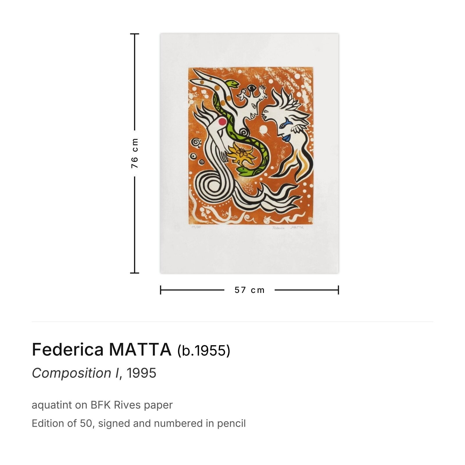 Federica Matta Gesigneerde Aquatint Composition I 1995 photo furniture