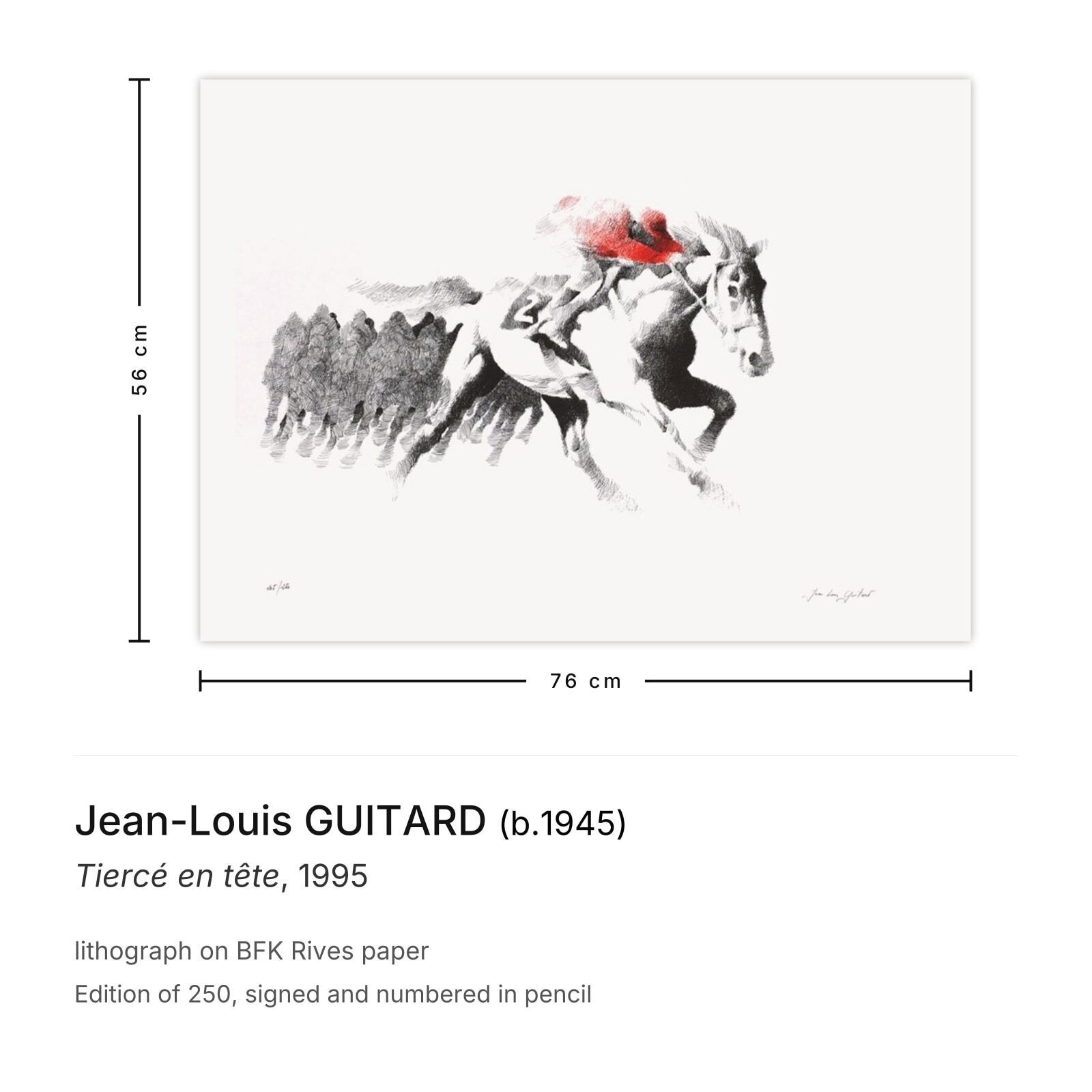 Jean Louis Guitard Gesigneerde Lithografie Tiercé En Tête 1995 photo furniture