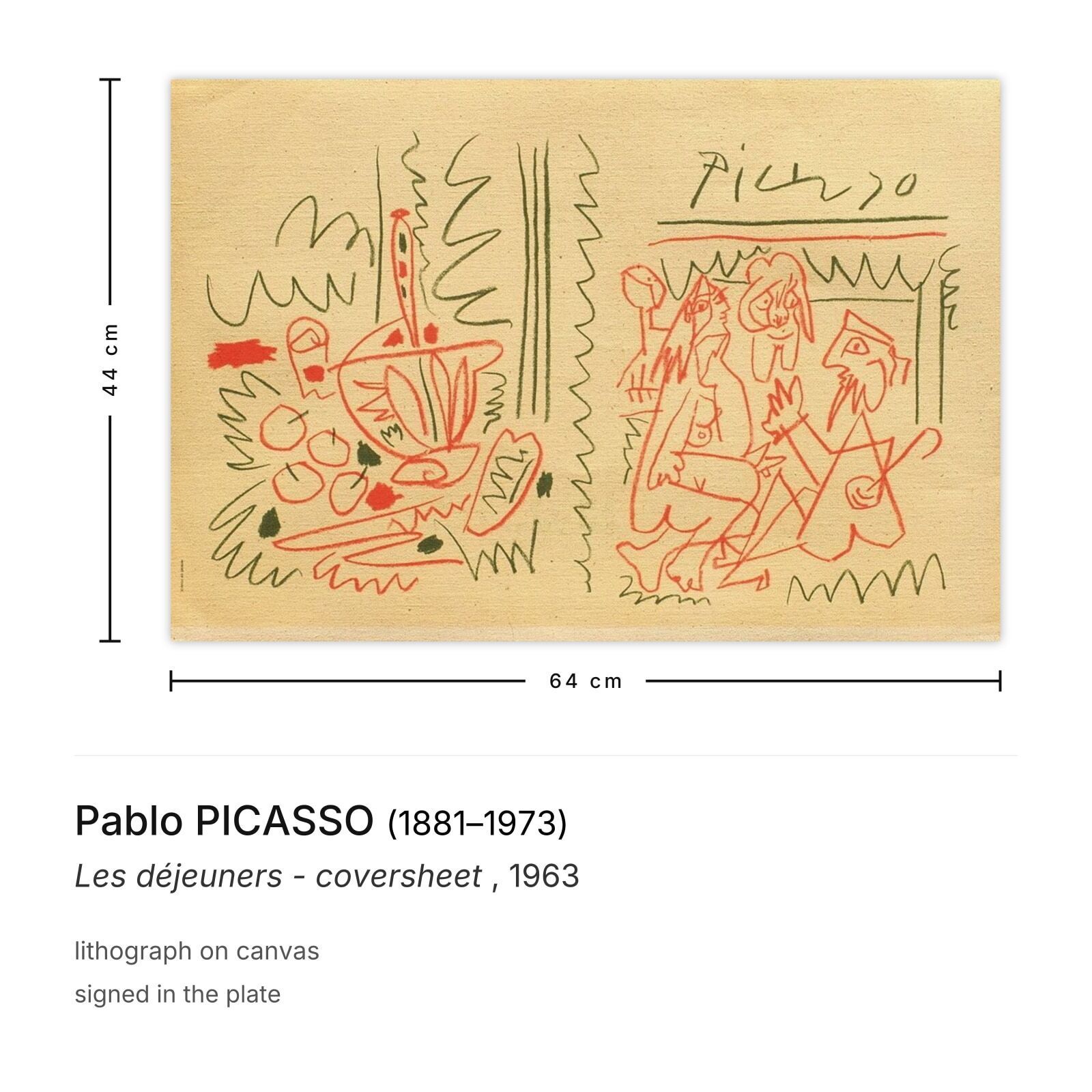 Pablo Picasso Lithografie Les Déjeuners Coversheet 1963 photo furniture