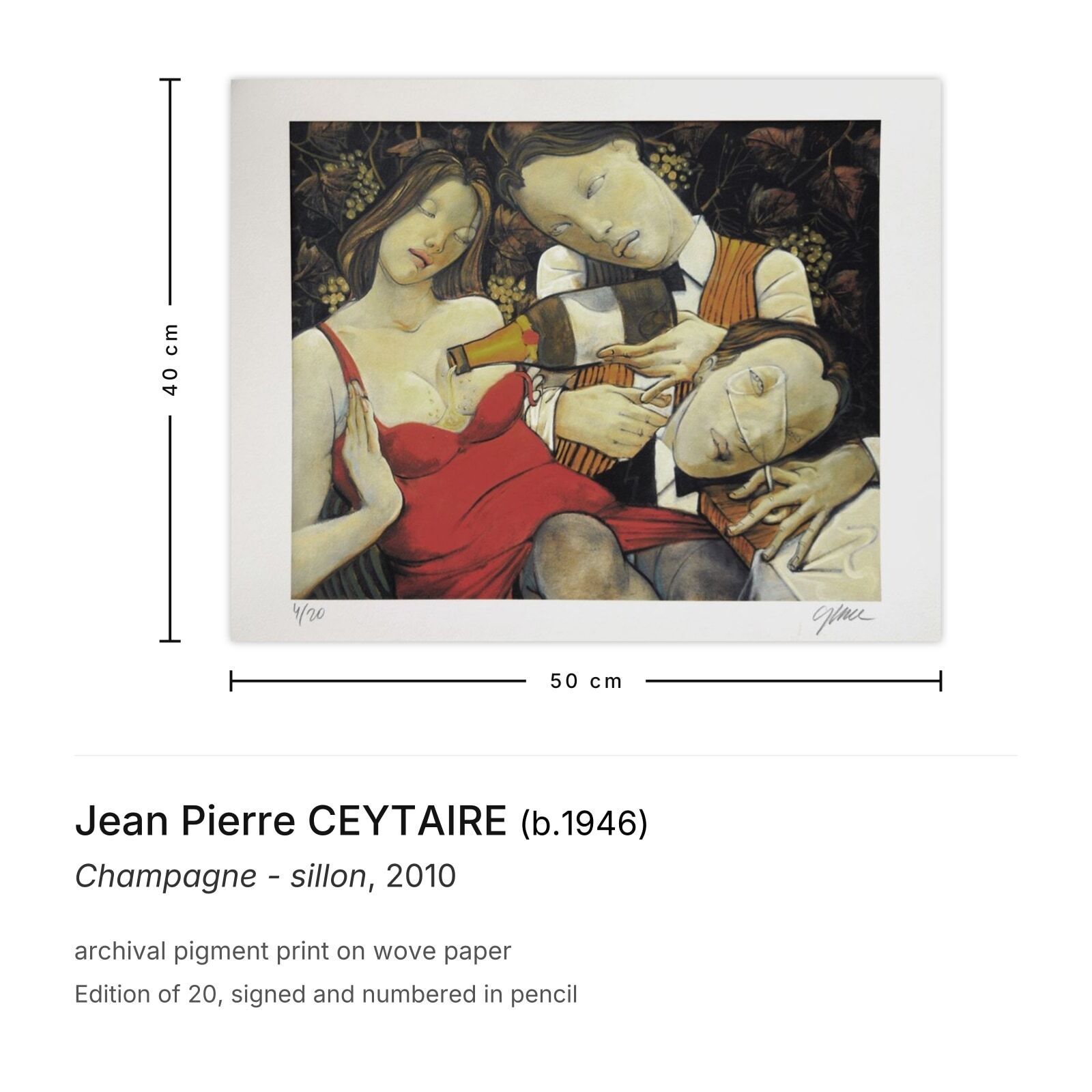 Jean Pierre Ceytaire Gesigneerde Archival Pigment Print Champagne Sillon 2010 photo furniture