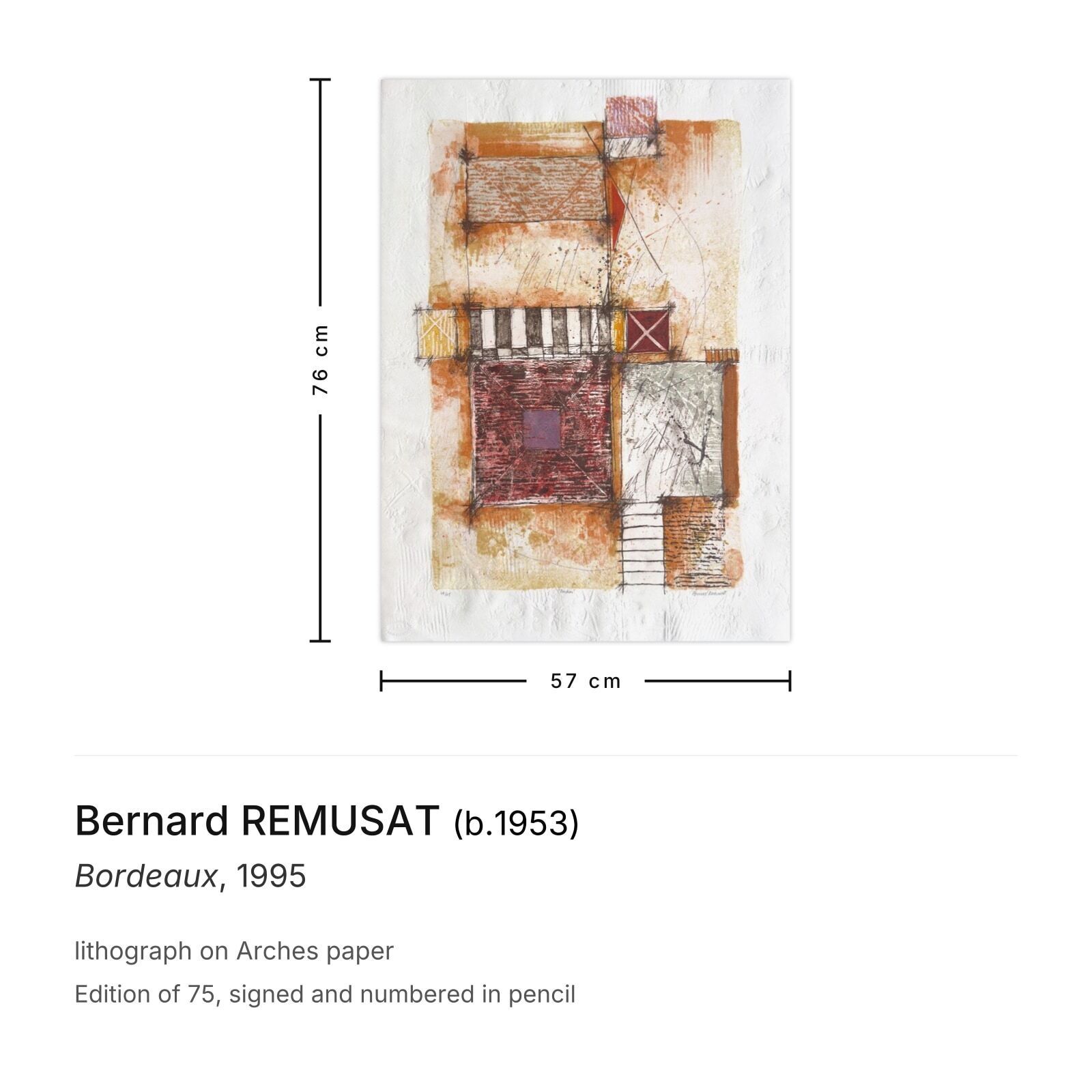 Bernard Remusat Gesigneerde Lithografie Bordeaux 1995 photo furniture
