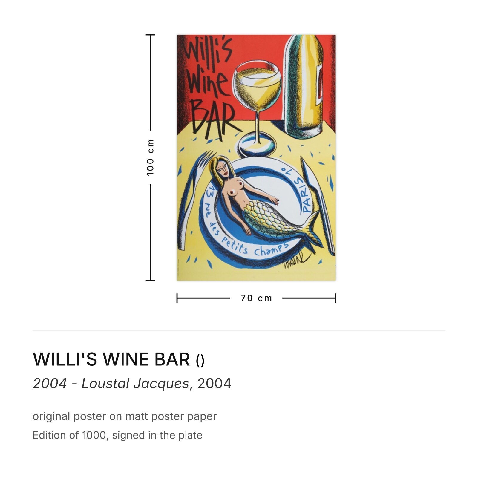 Willi's Wine Bar Poster 2004   Loustal Jacques photo furniture