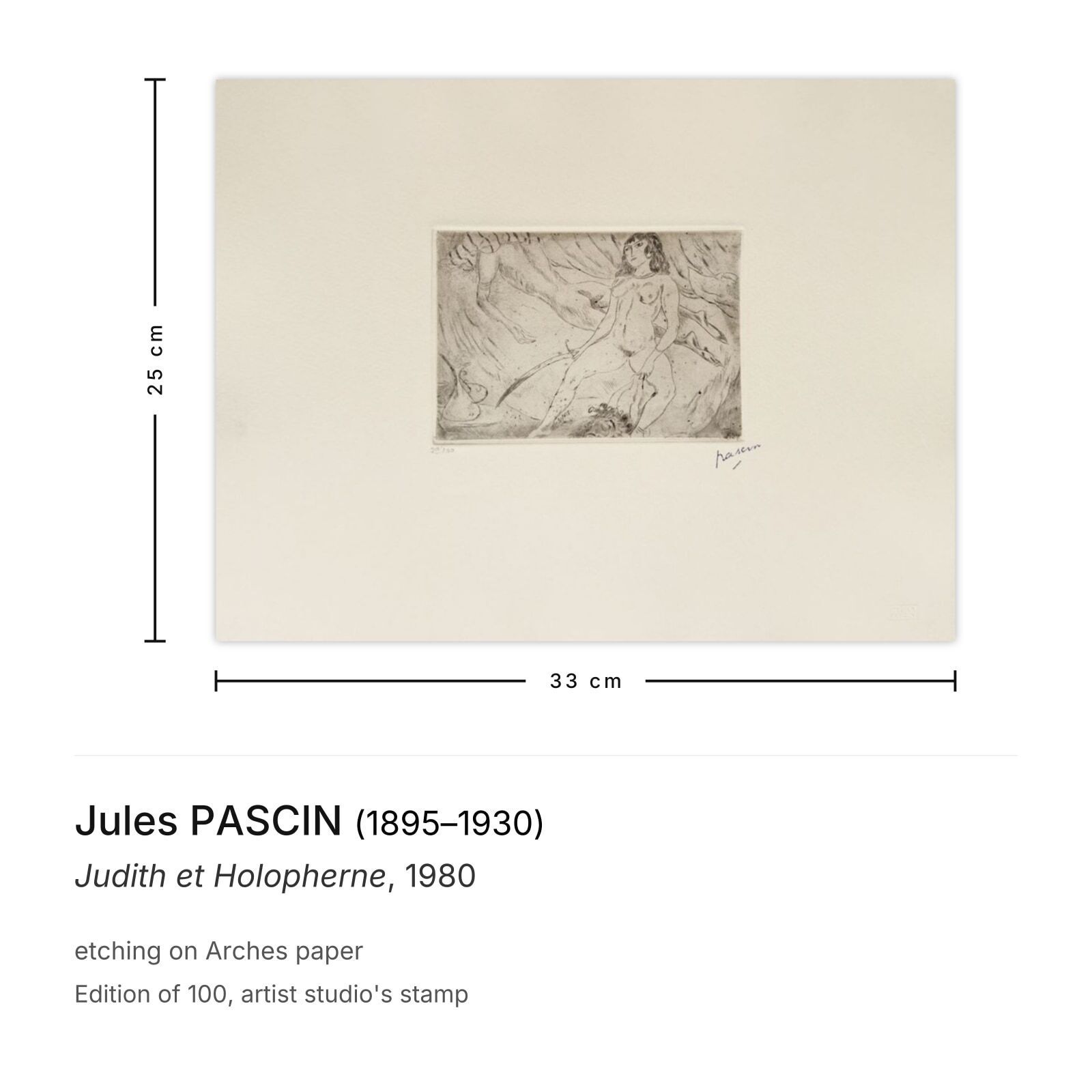 Jules Pascin Etching Judith Et Holopherne 1980 photo furniture