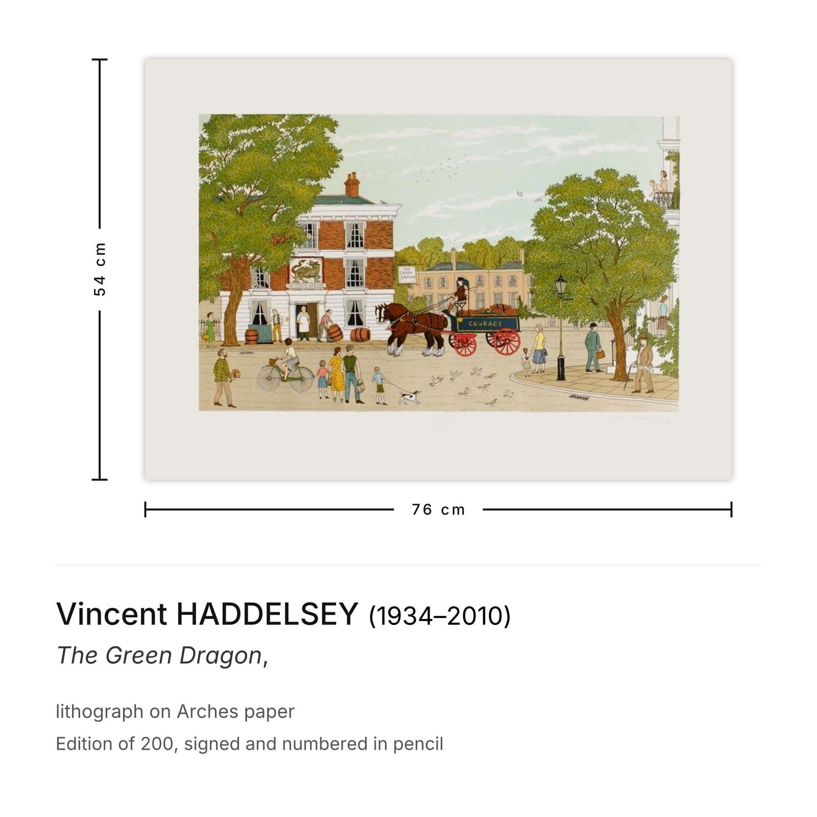 Vincent Haddelsey Gesigneerde Lithografie The Green Dragon photo furniture