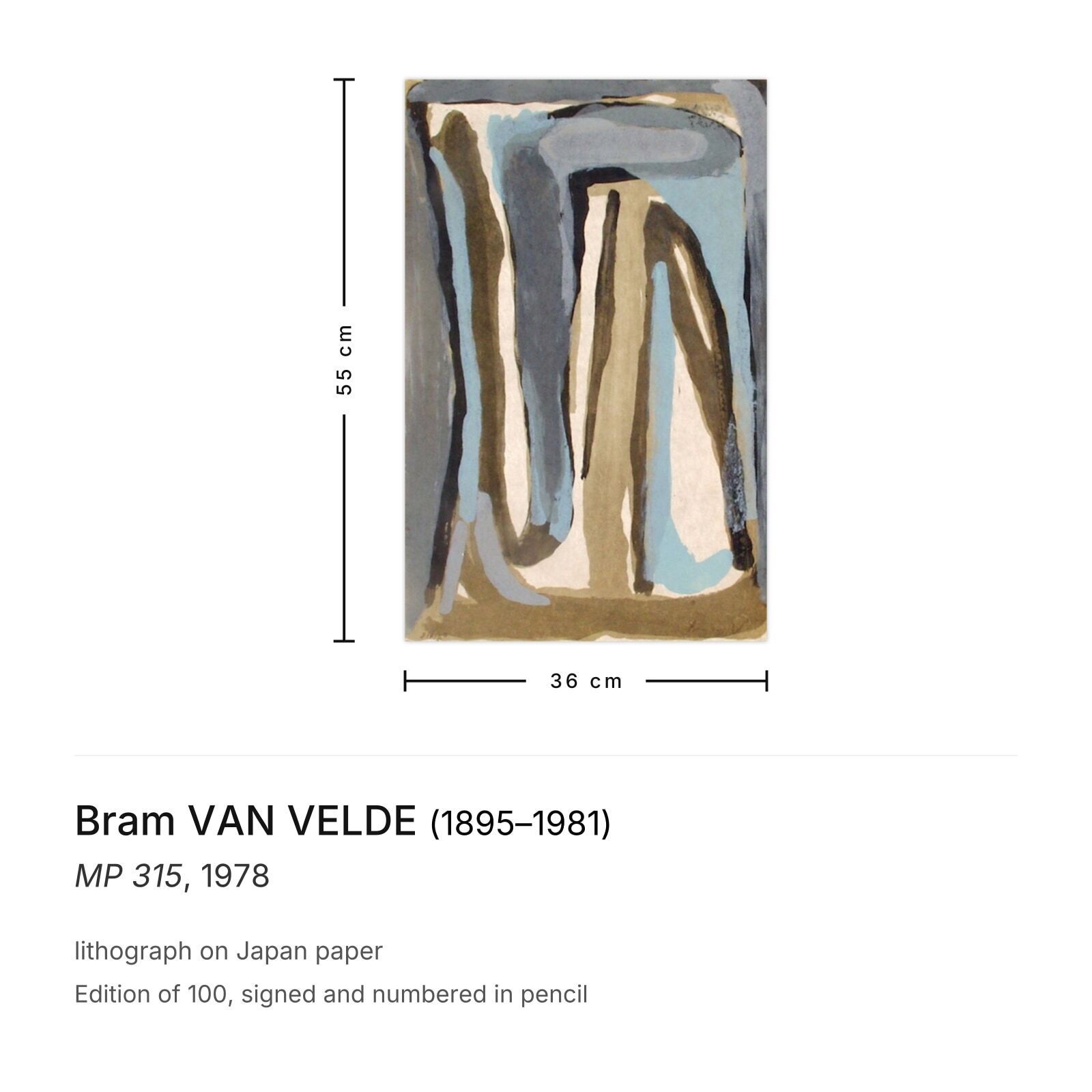 Bram Van Velde Gesigneerde Lithografie Mp 315 1978 photo furniture