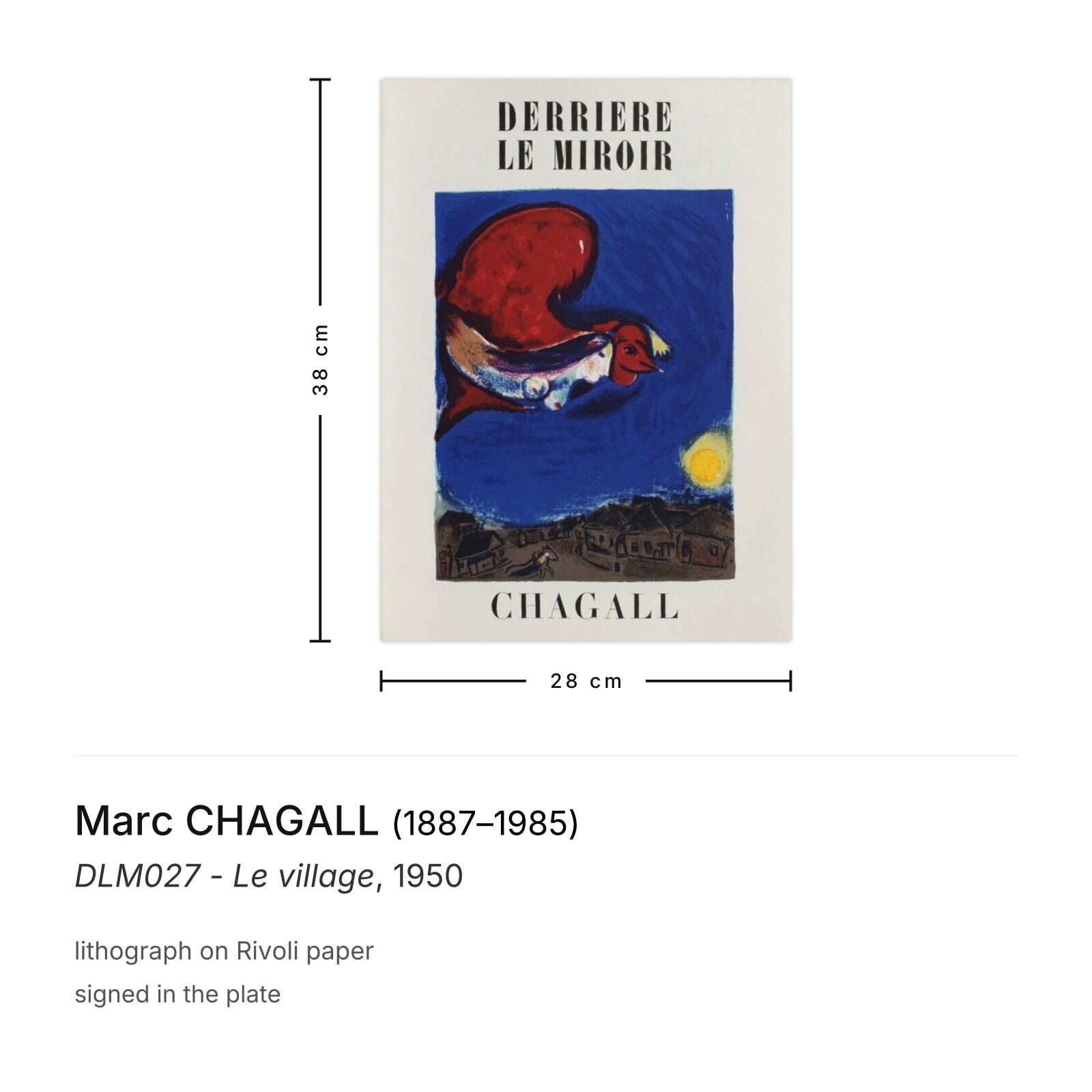 Marc Chagall Lithograph Dlm027   Le Village 1950 photo furniture