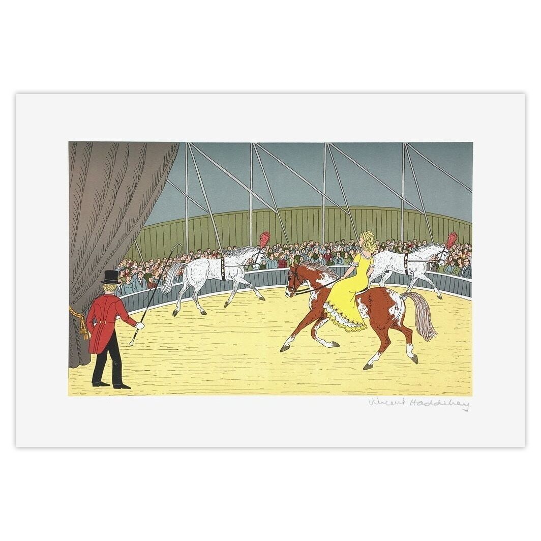 Vincent Haddelsey gesigneerde litho Des Chevaux Et Des Hommes : Le Cirque 1985