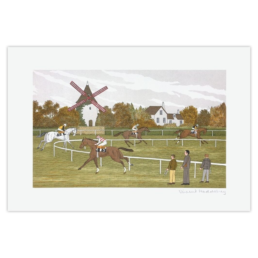 Vincent Haddelsey Gesigneerde Lithografie Des Chevaux Et Des Hommes : Longchamp 1985
