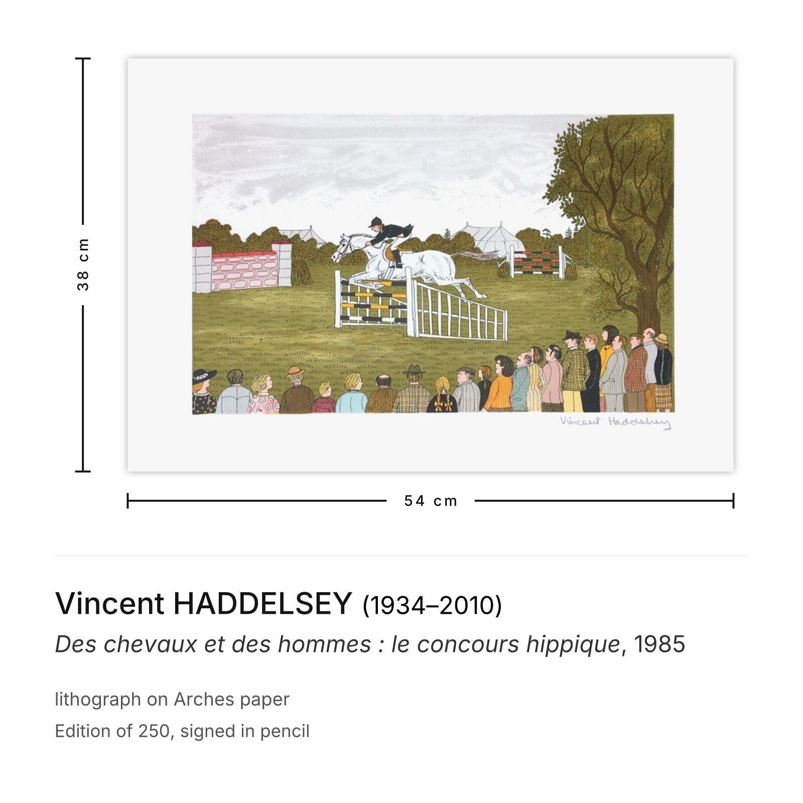 Vincent Haddelsey Signed Lithograph Des Chevaux Et Des Hommes : Le Concours Hippique 1985 photo furniture