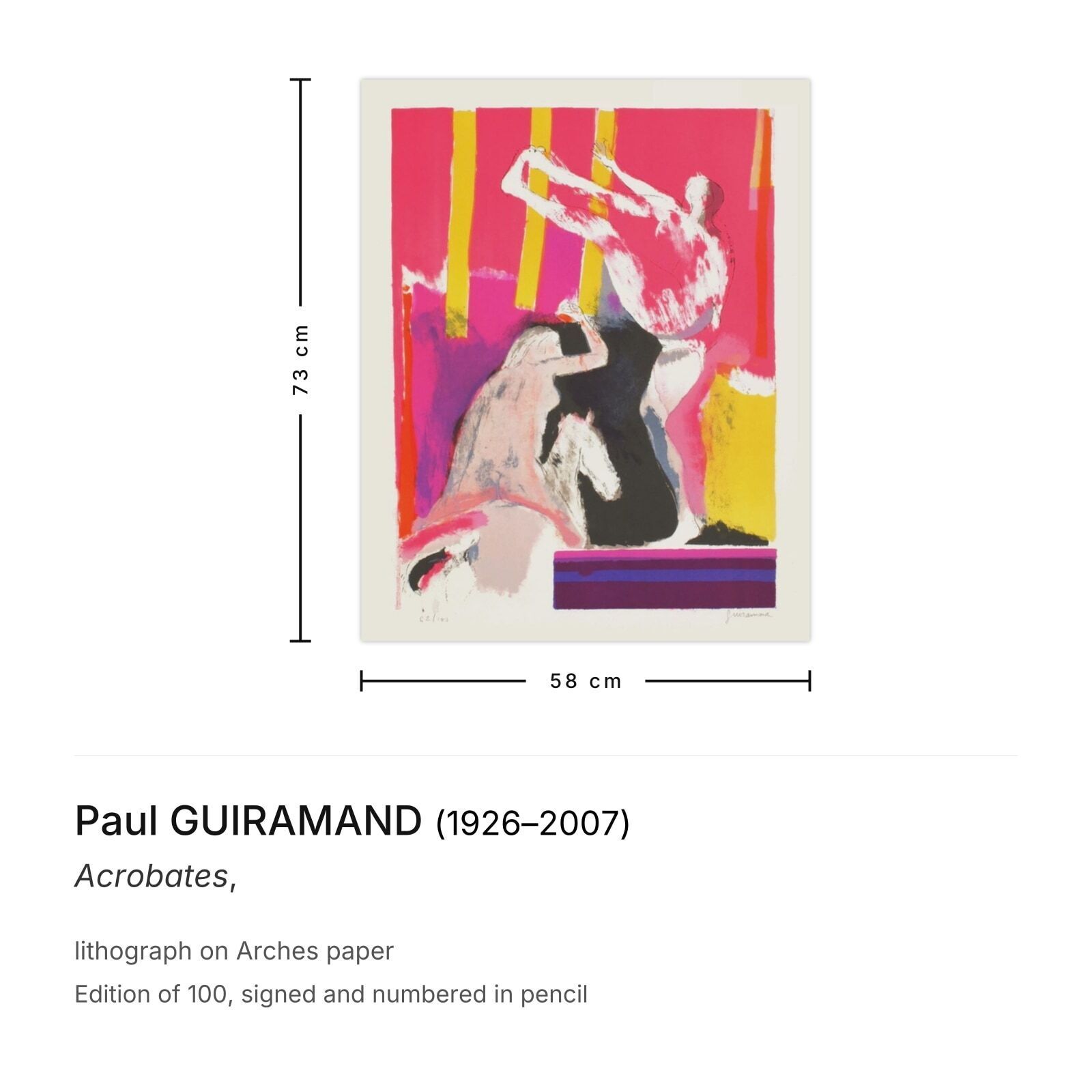 Paul Guiramand Gesigneerde Lithografie Acrobates photo furniture