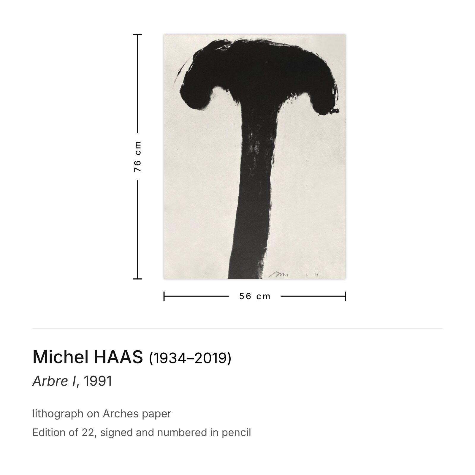 Michel Haas Gesigneerde Lithografie Arbre I 1991 photo furniture