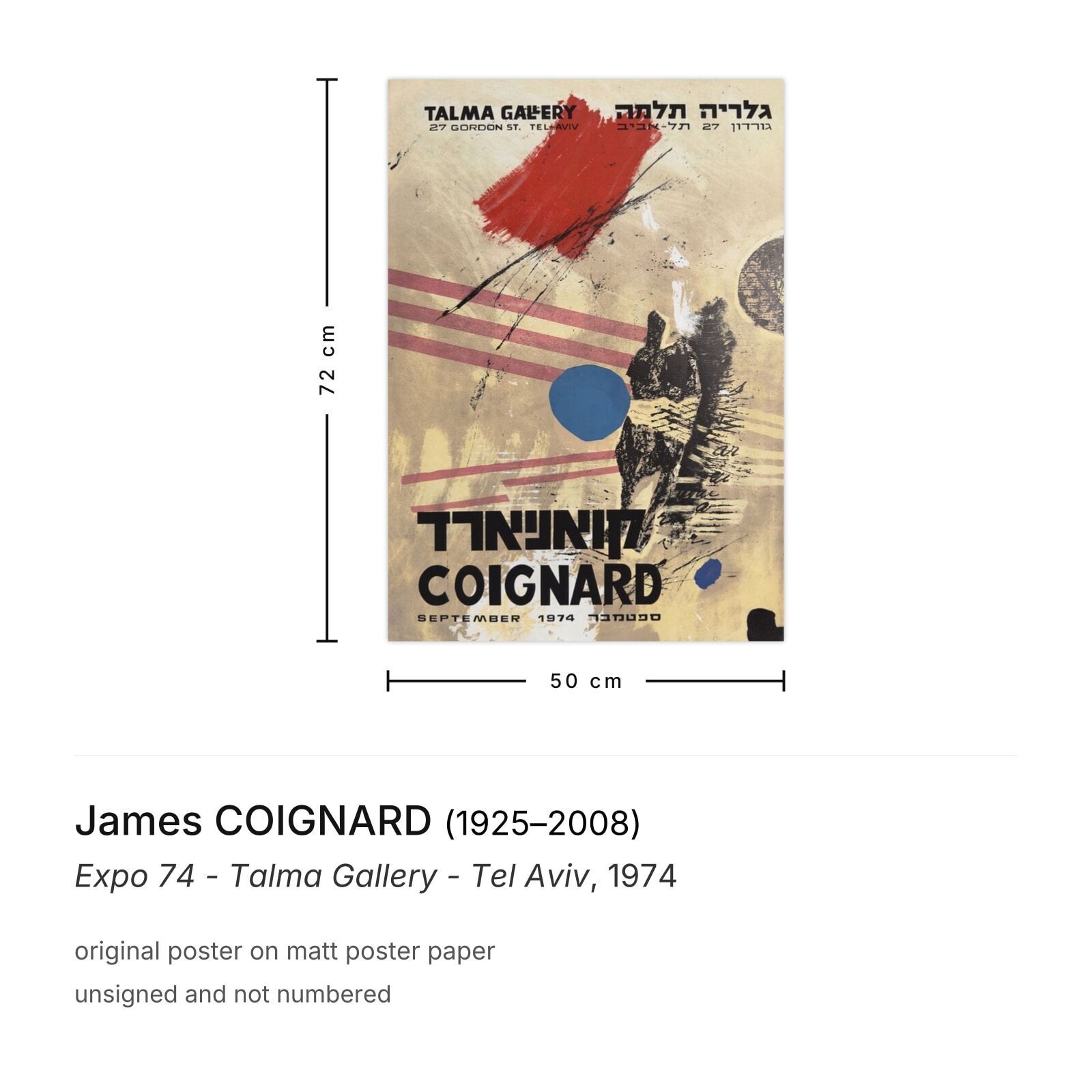 James Coignard Poster Expo 74 Talma Gallery Tel Aviv photo furniture