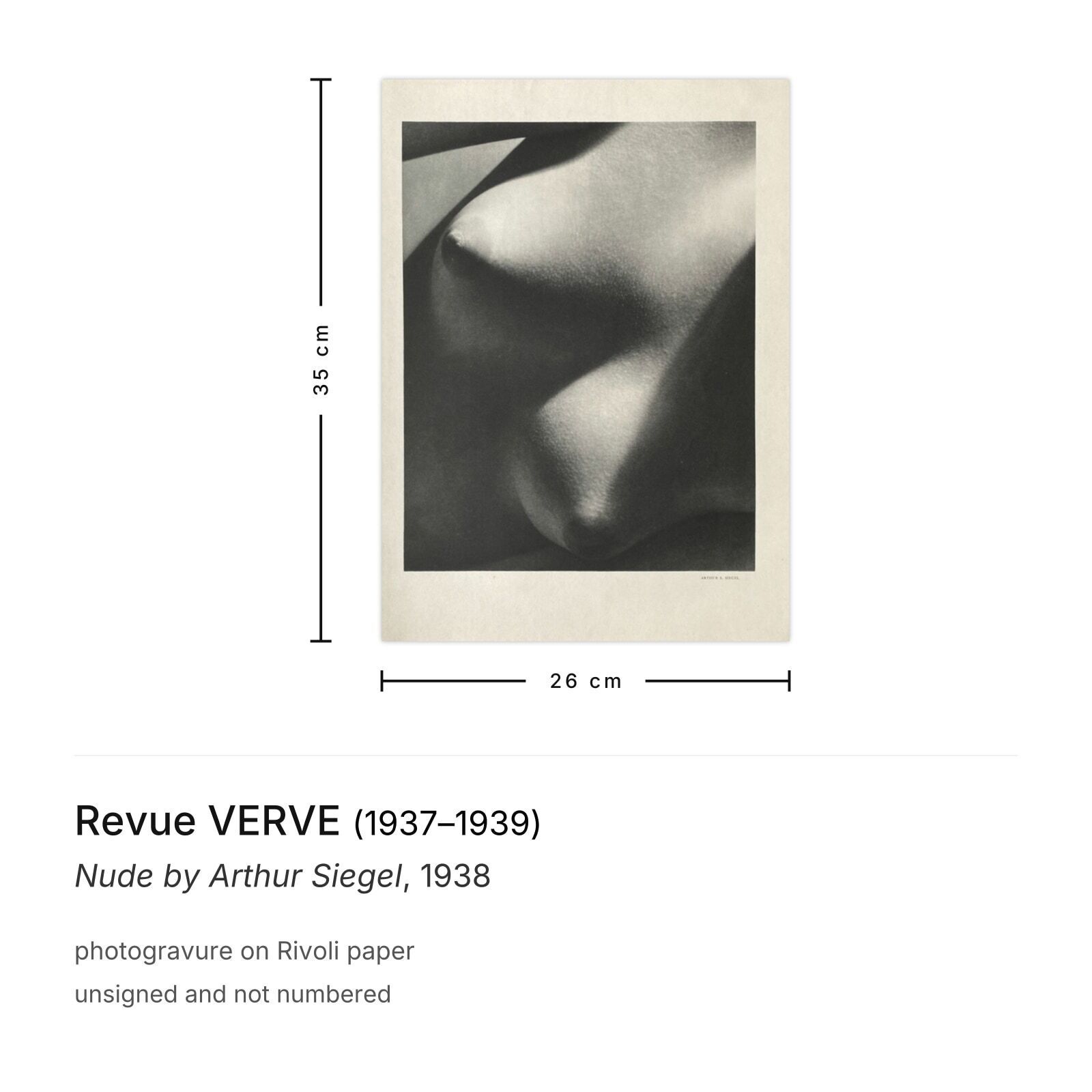 Revue Verve Fotogravure Naakt door Arthur Siegel 1938 photo furniture