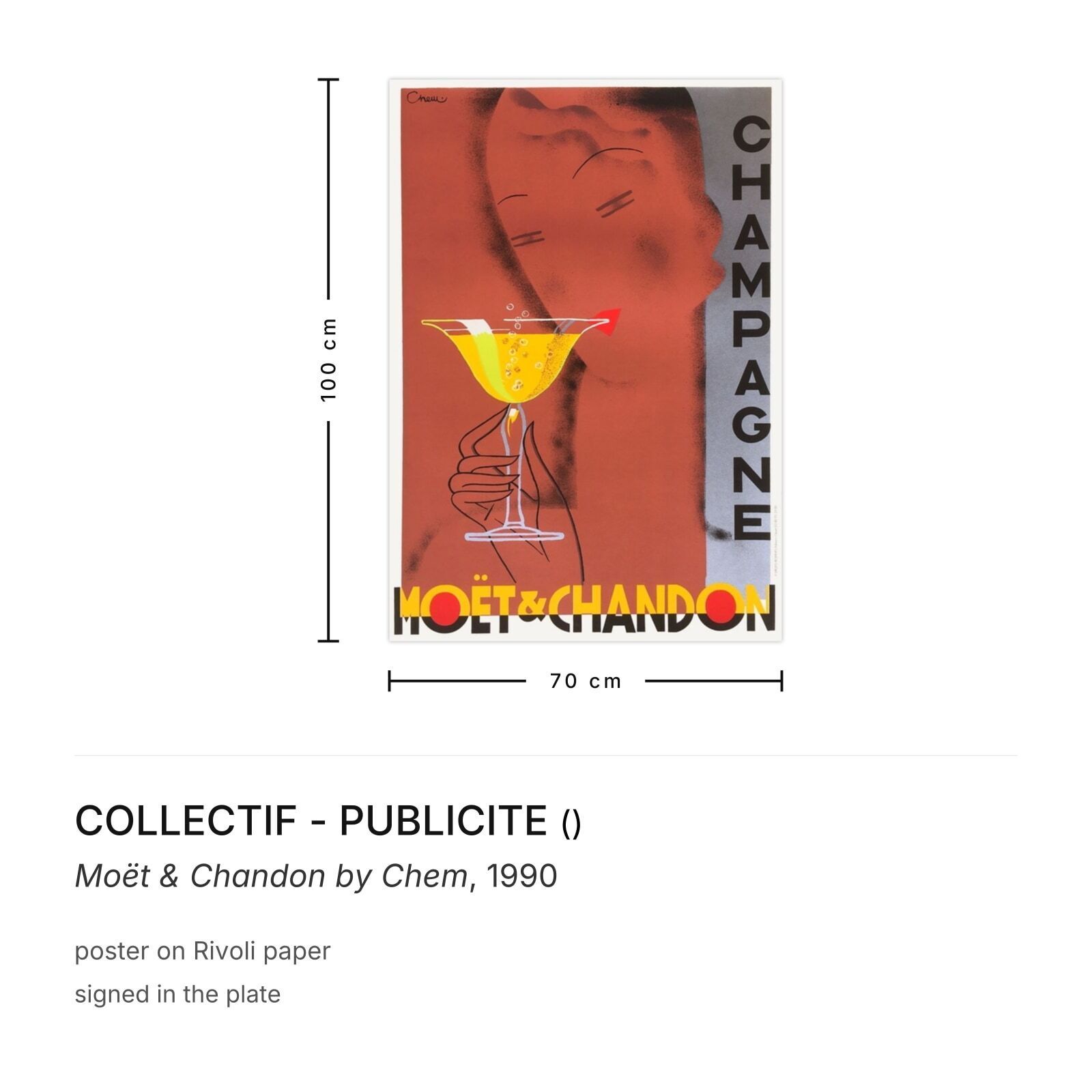 Collectif Publicite Poster Moët & Chandon By Chem 1990 photo furniture