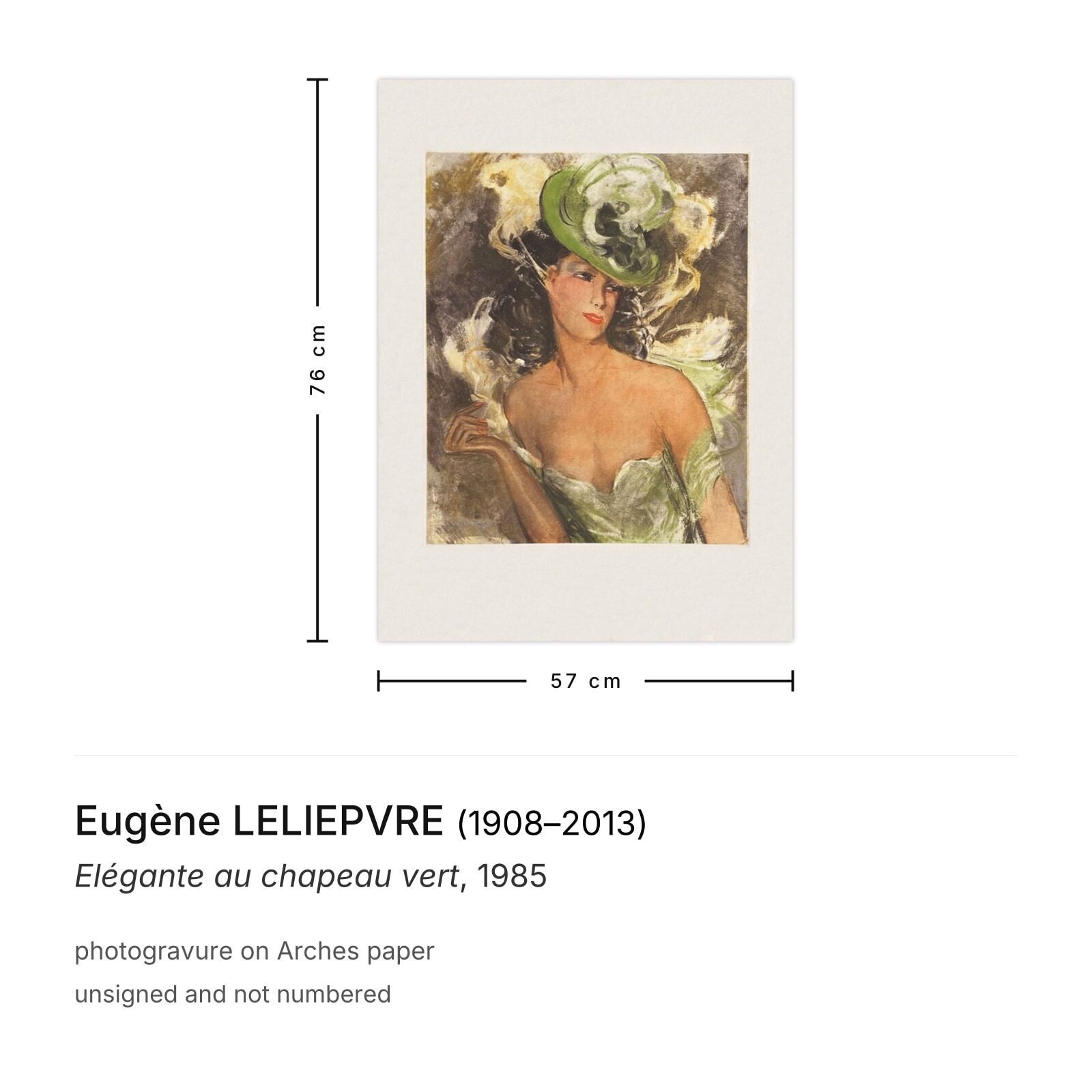Eugène Leliepvre Photogravure Elégante Au Chapeau Vert 1985 photo furniture