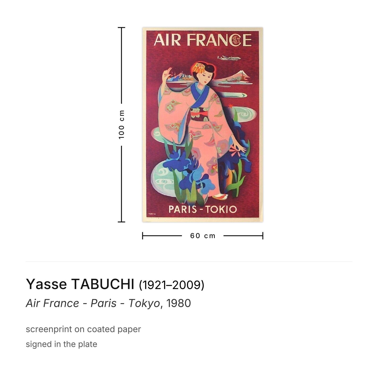 Yasse Tabuchi Screenprint Air France   Paris   Tokyo 1980 photo furniture