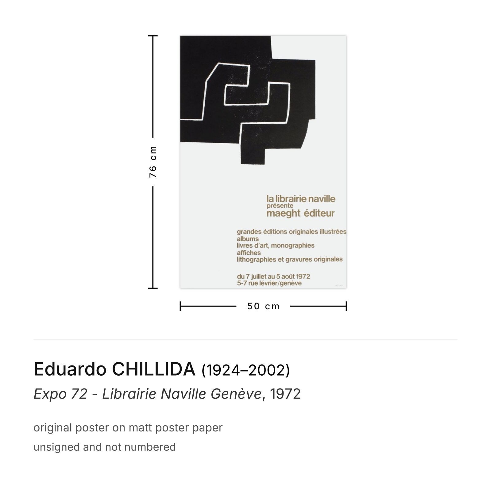 Eduardo Chillida Poster Expo 72 Librairie Naville Genève photo furniture