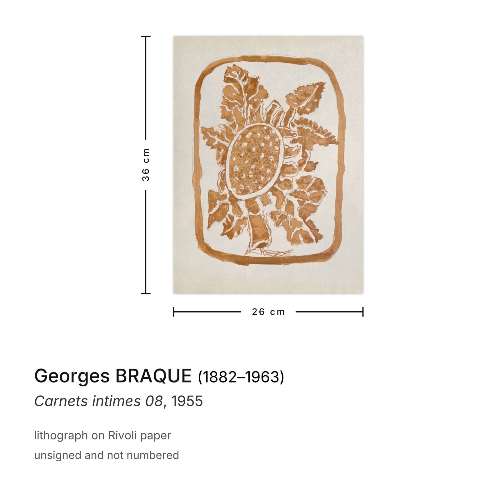 Georges Braque Lithografie Carnets Intimes 08 1955 photo furniture