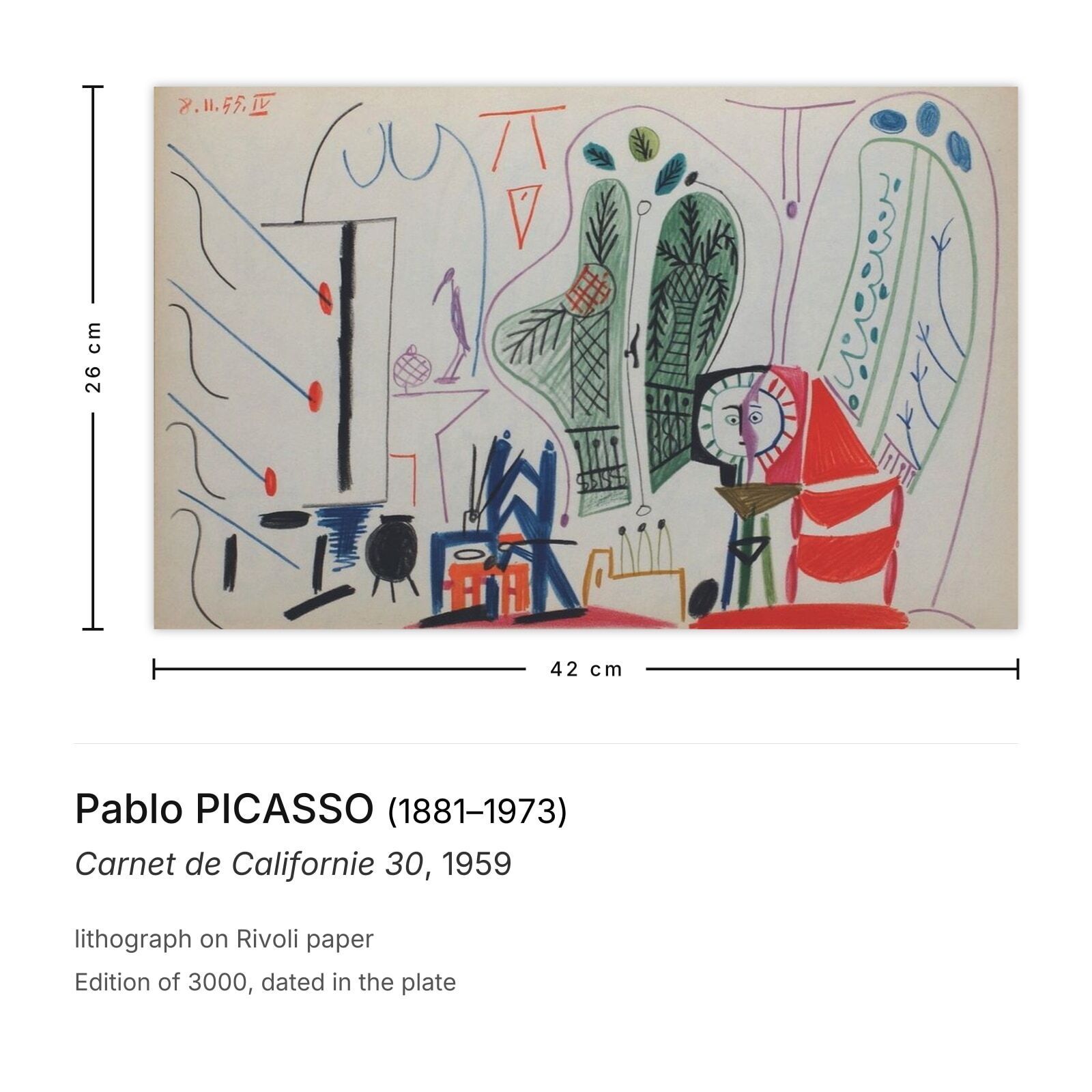 Pablo Picasso Lithograph Carnet De Californie 30 1959 photo furniture