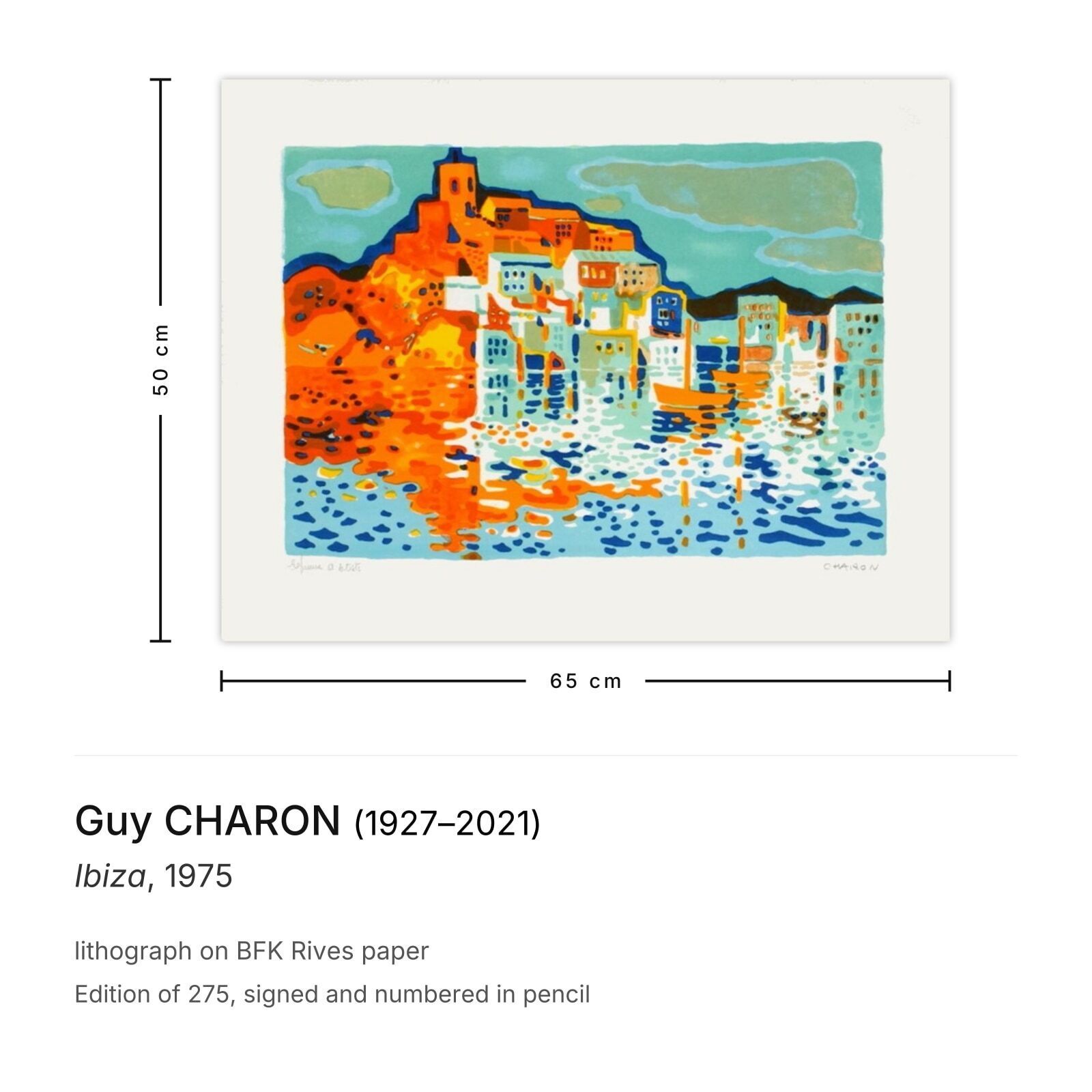 Guy Charon Gesigneerde Lithografie Ibiza 1975 photo furniture