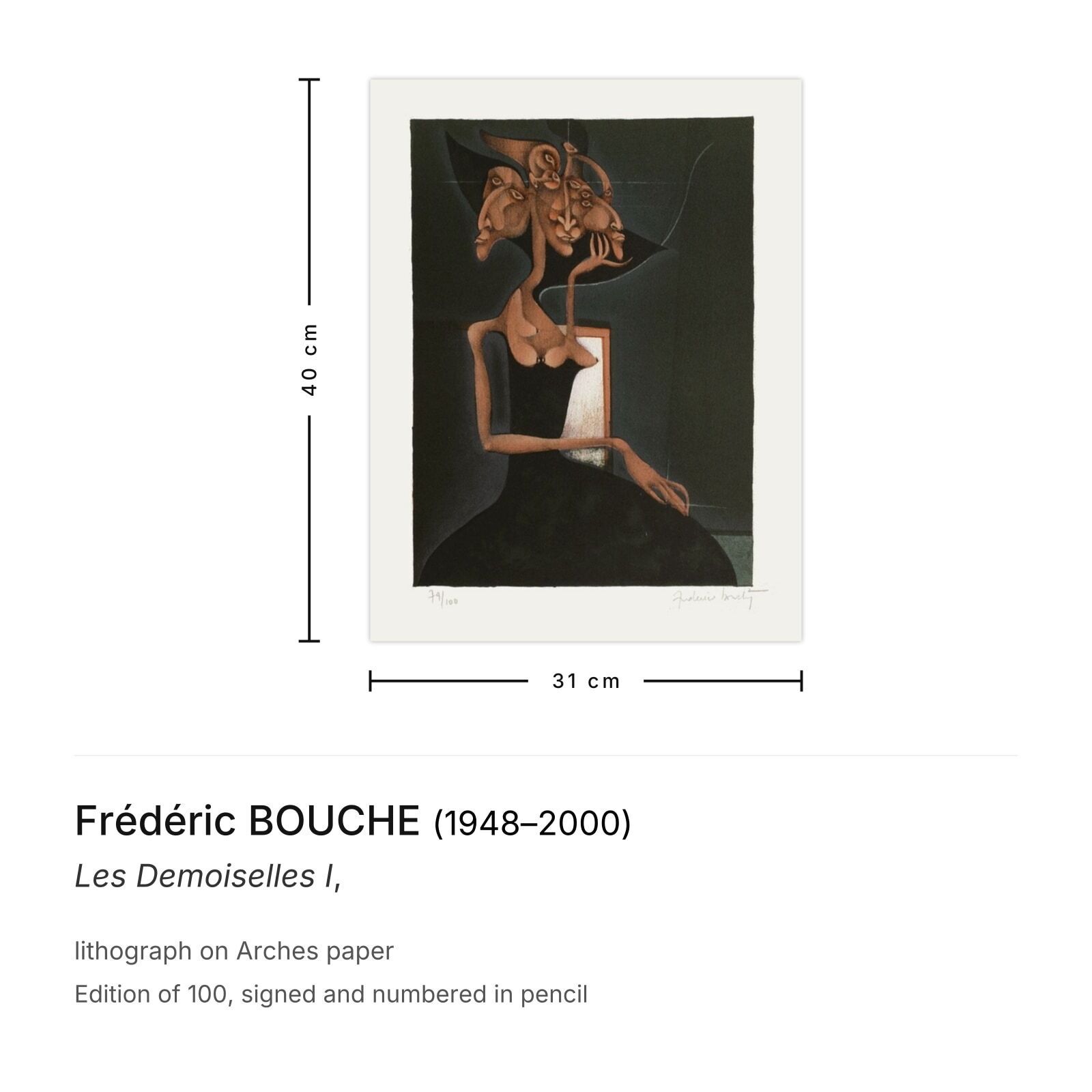 Frédéric Bouche Signed Lithograph Les Demoiselles I photo furniture