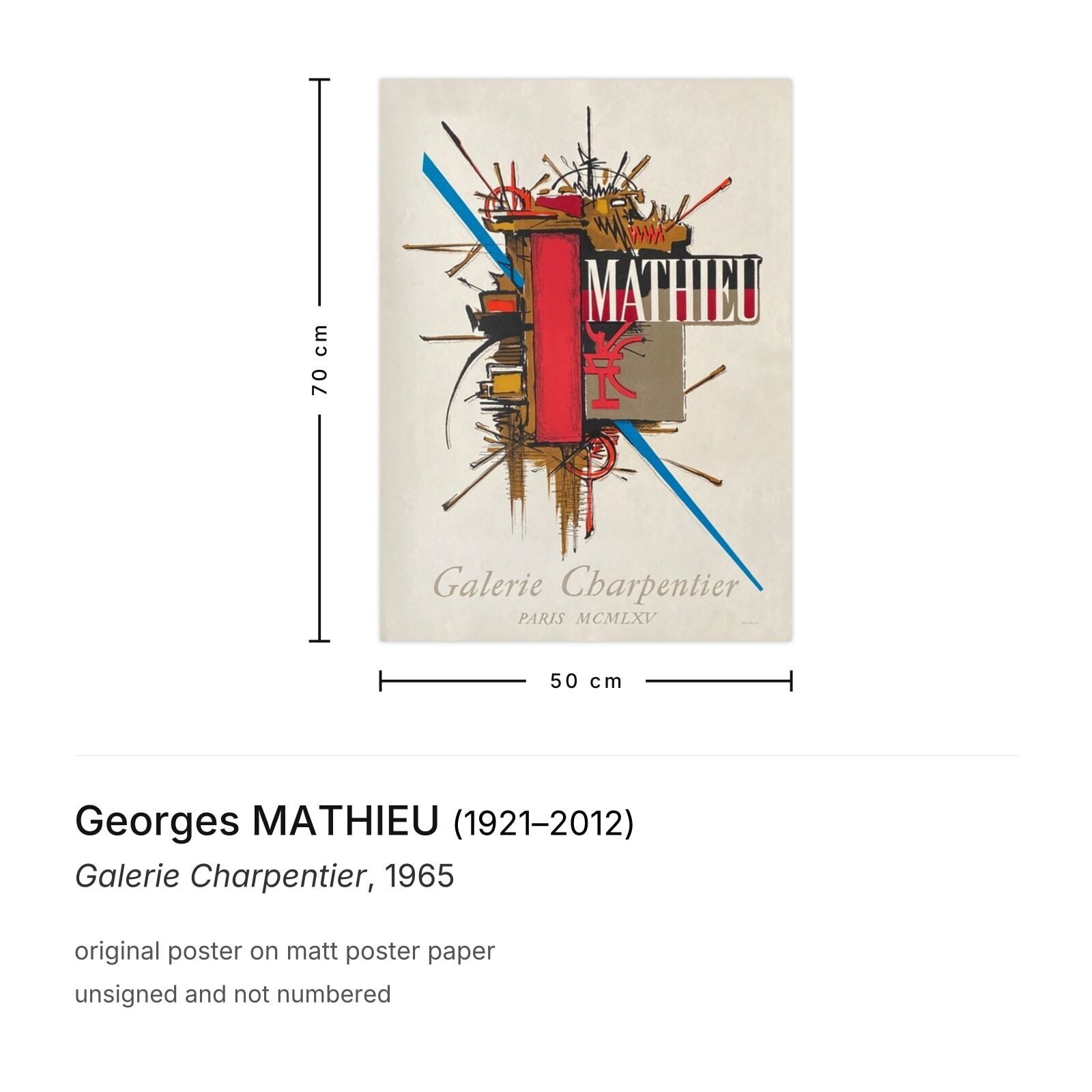 Georges Mathieu Poster Galerie Charpentier 1965 photo furniture