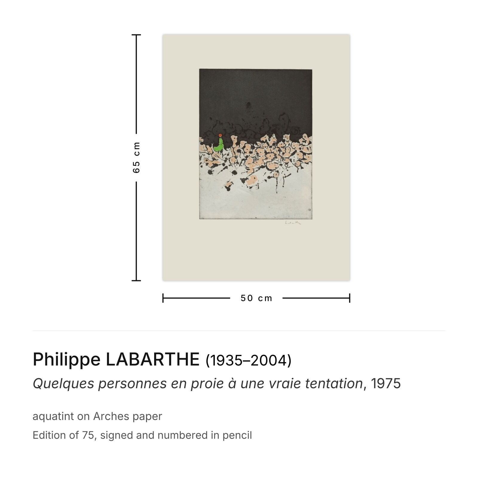Philippe Labarthe Gesigneerde Aquatint Quelques Personnes En Proie à Une Vraie Tentation 1975 photo furniture