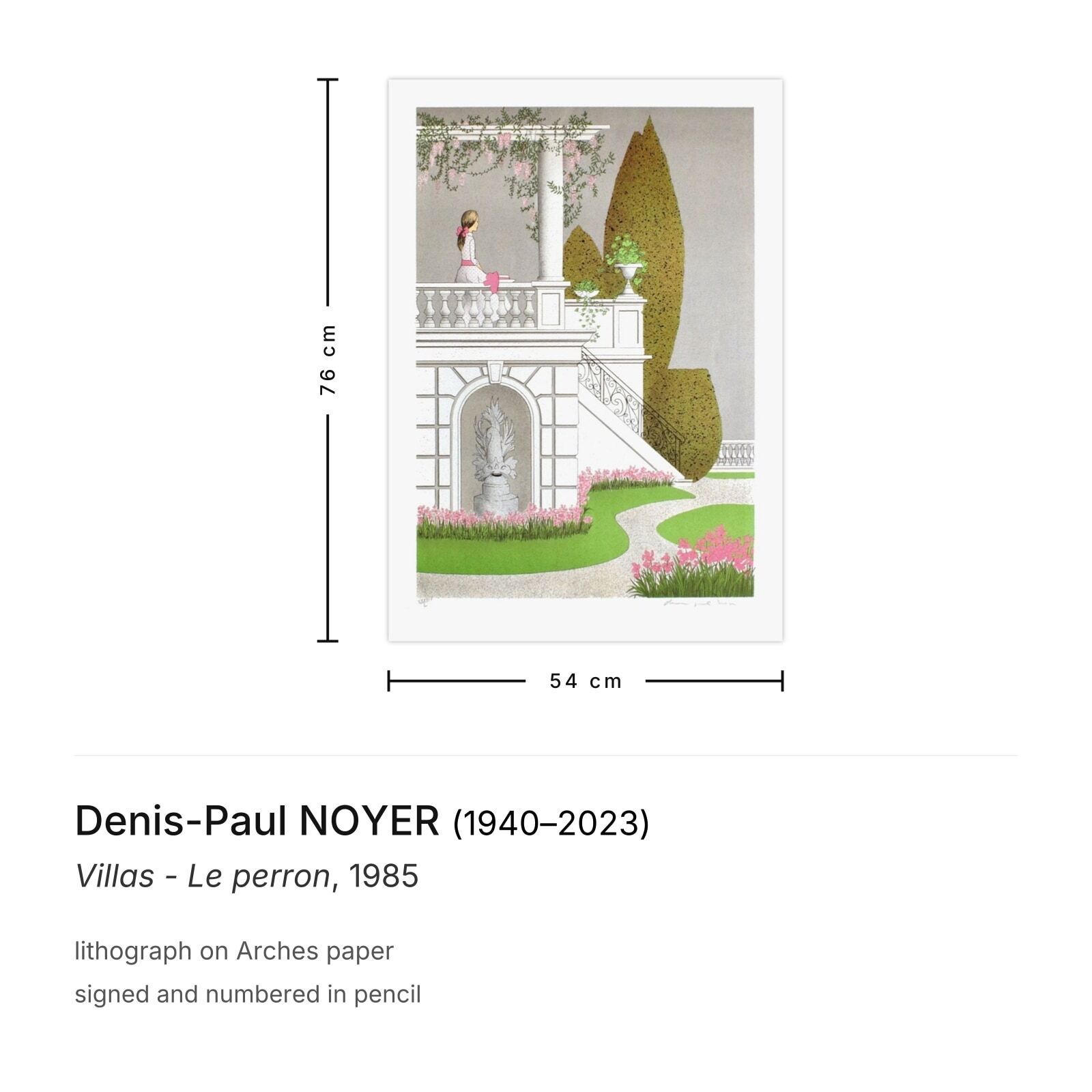 Denis Paul Noyer Gesigneerde Lithografie Villas Le Perron 1985 photo furniture