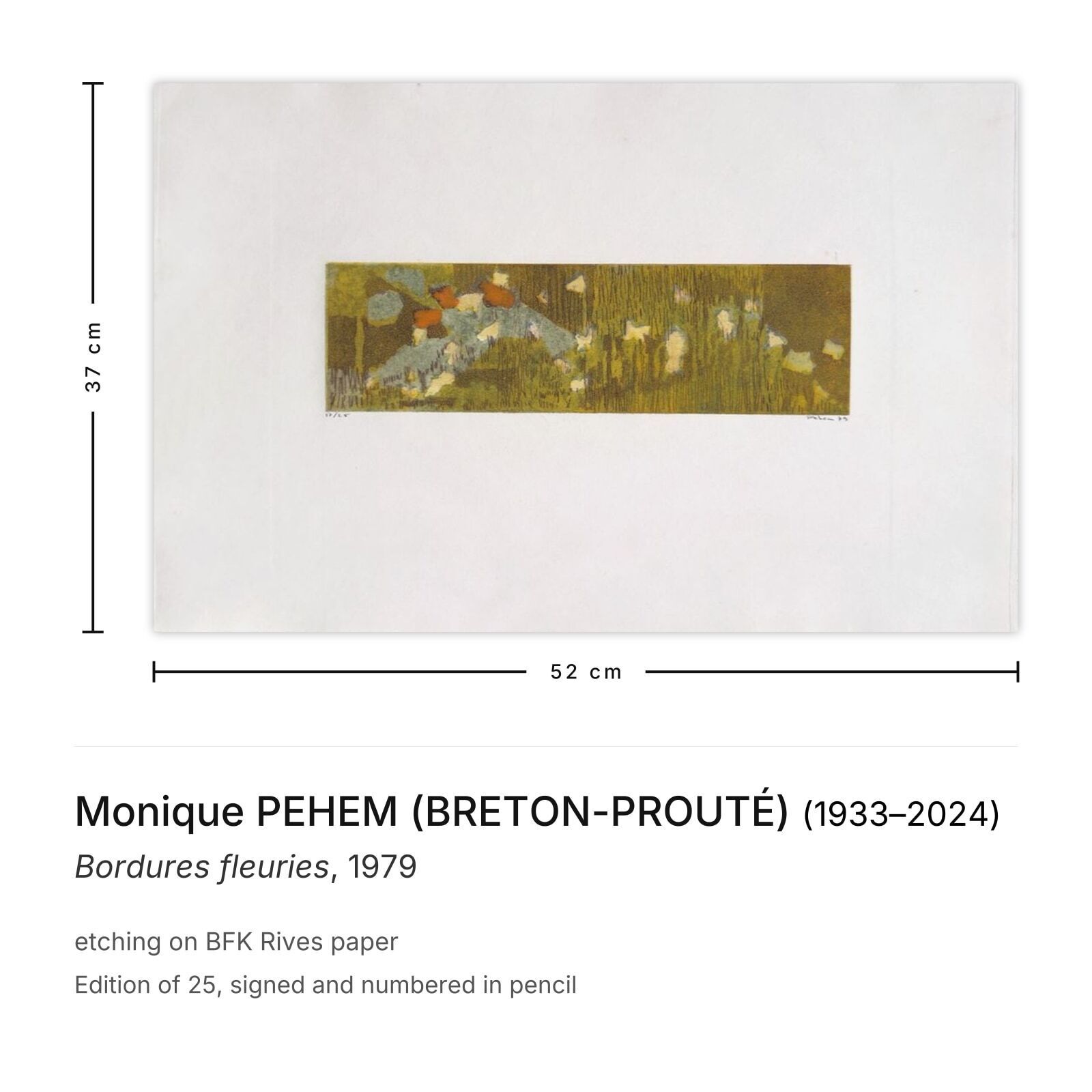 Monique Pehem (Breton Prouté) Gesigneerde Ets Bordures Fleuries 1979 photo furniture