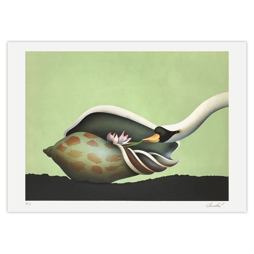 Jean Paul Donadini Signed Lithograph Le Cygne Et Le Coquillage 1980