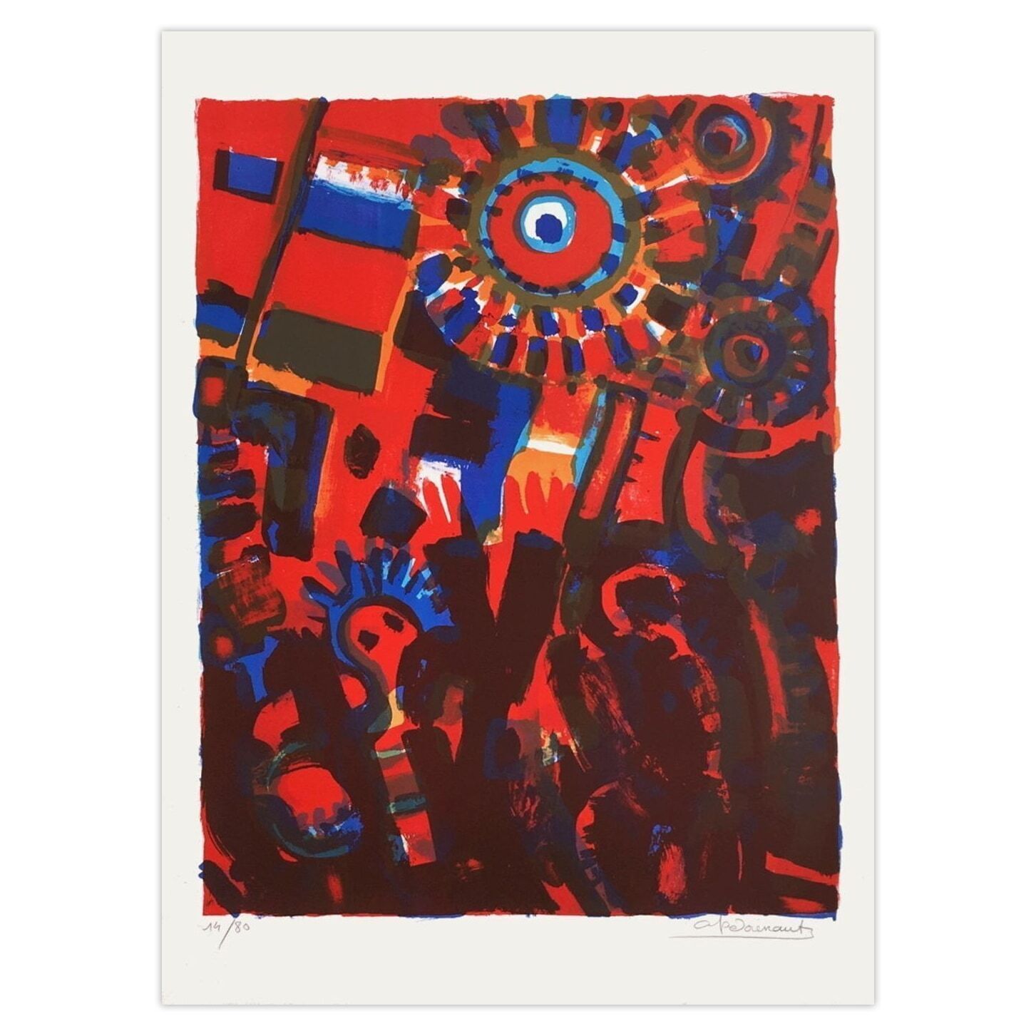André Pedoussaut Gesigneerde Lithografie Lampion 1970