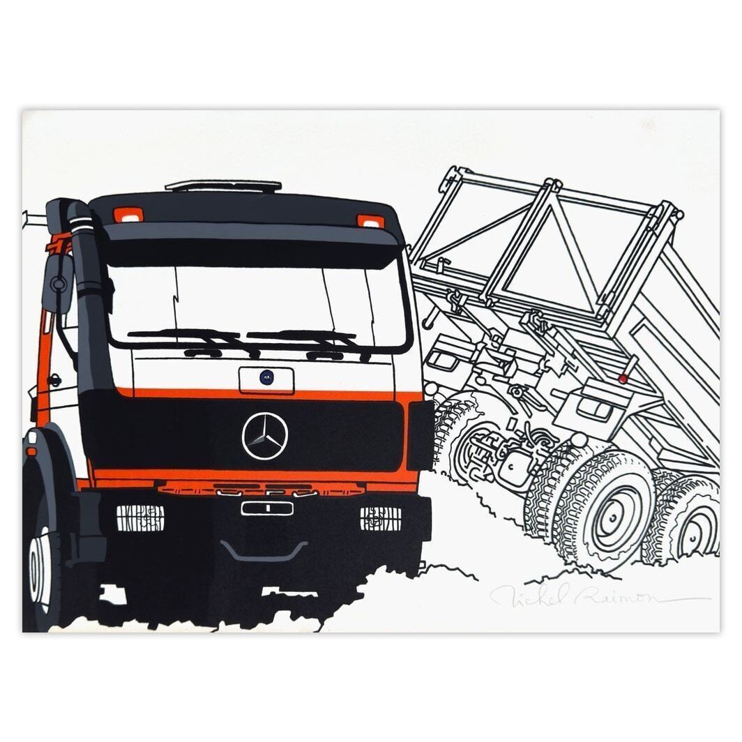 Michel Raimon Signed Screenprint Mercedes Trucks IV 1980
