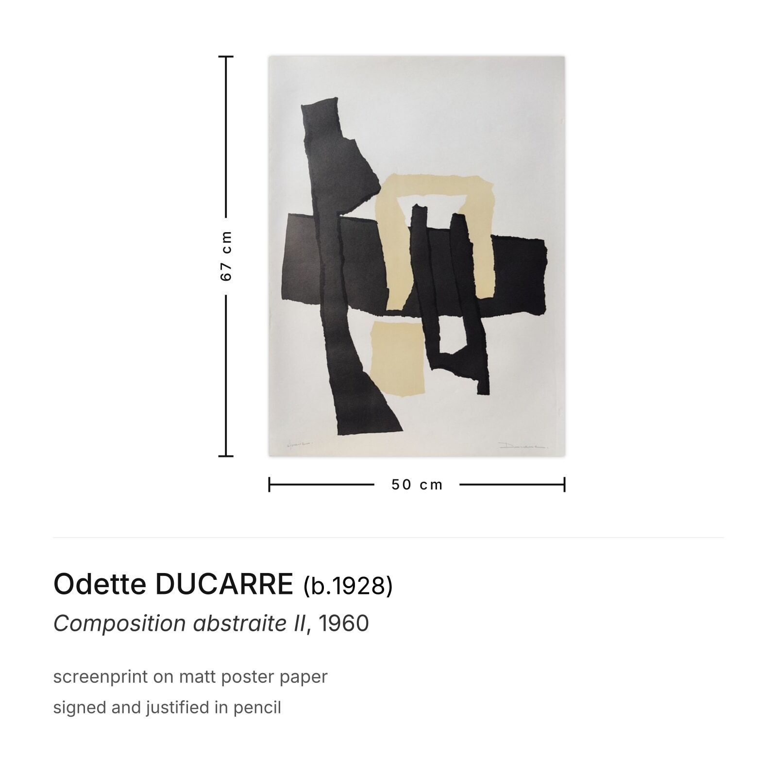 Odette Ducarre Gesigneerde Zeefdruk Composition Abstraite II 1960 photo furniture