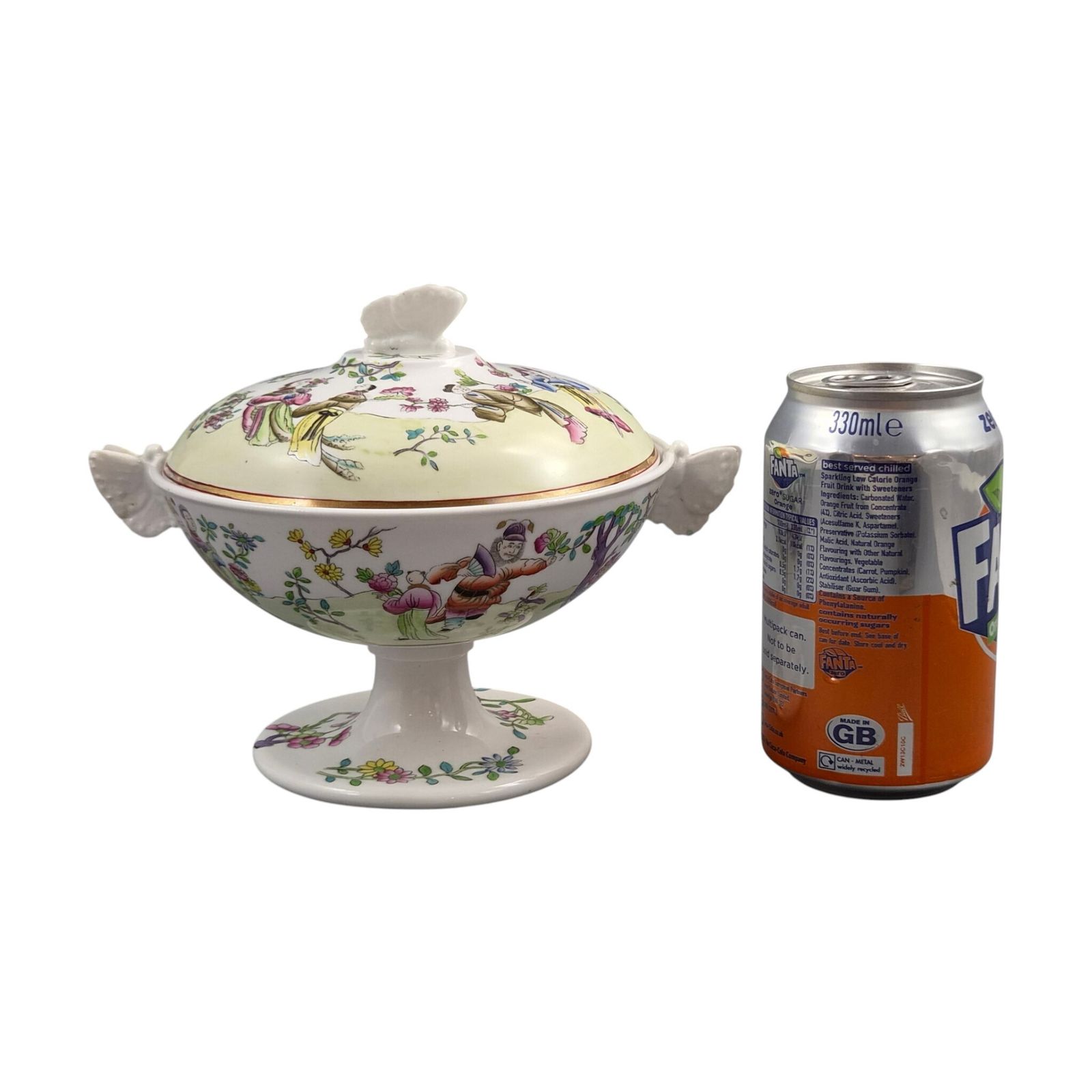 photo for sale Rare Spode Felspar Porcelain Butterfly Handled Pedestal Bowl, C.1821