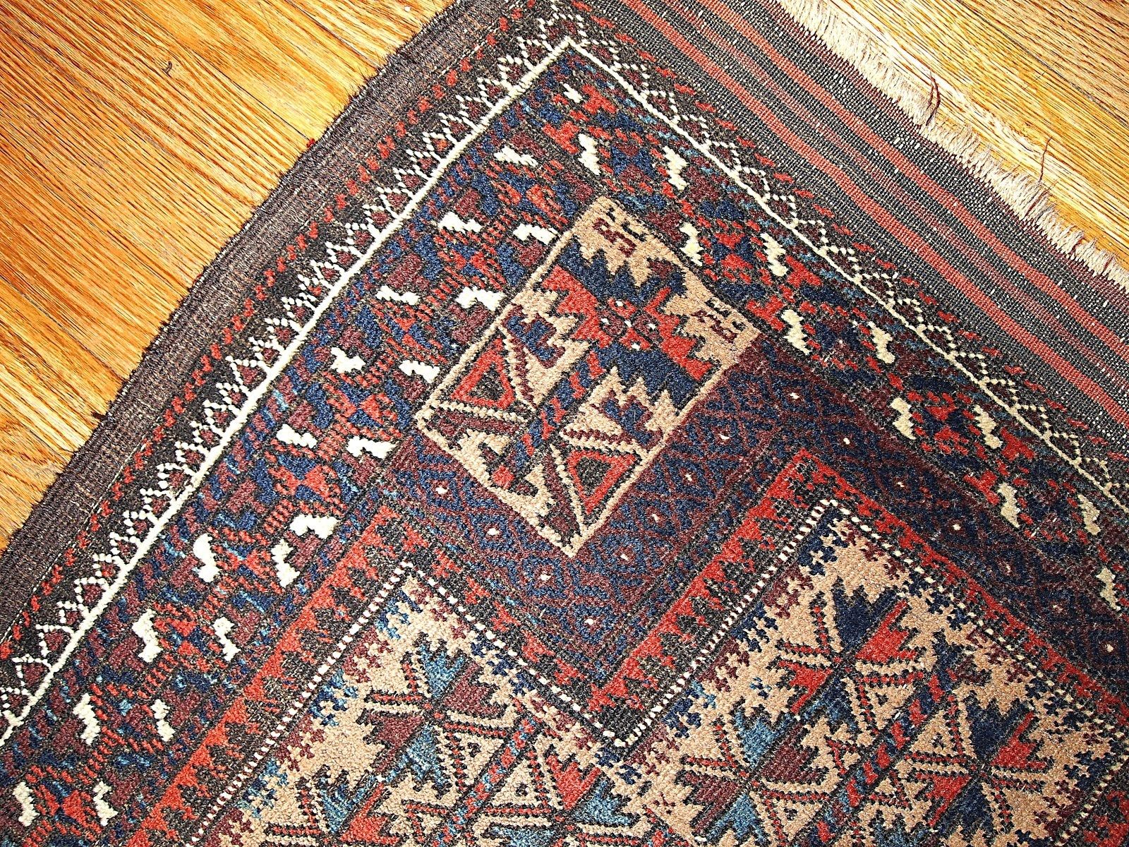 Handgemaakt antiek Afghaans Baluch-gebedskleed 91 cm x 161 cm (jaren 1880) photo 715.0