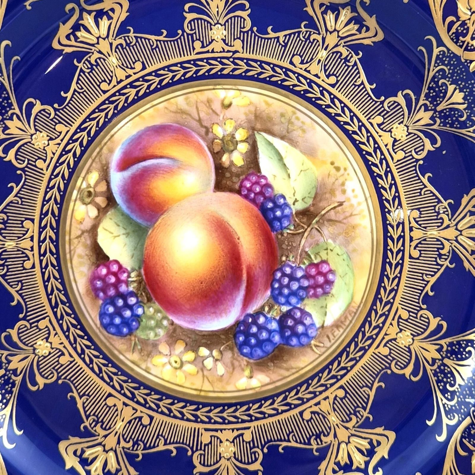 Royal Worcester Painted Fruit Plate By Brian Leaman, C.1970s photo furniture