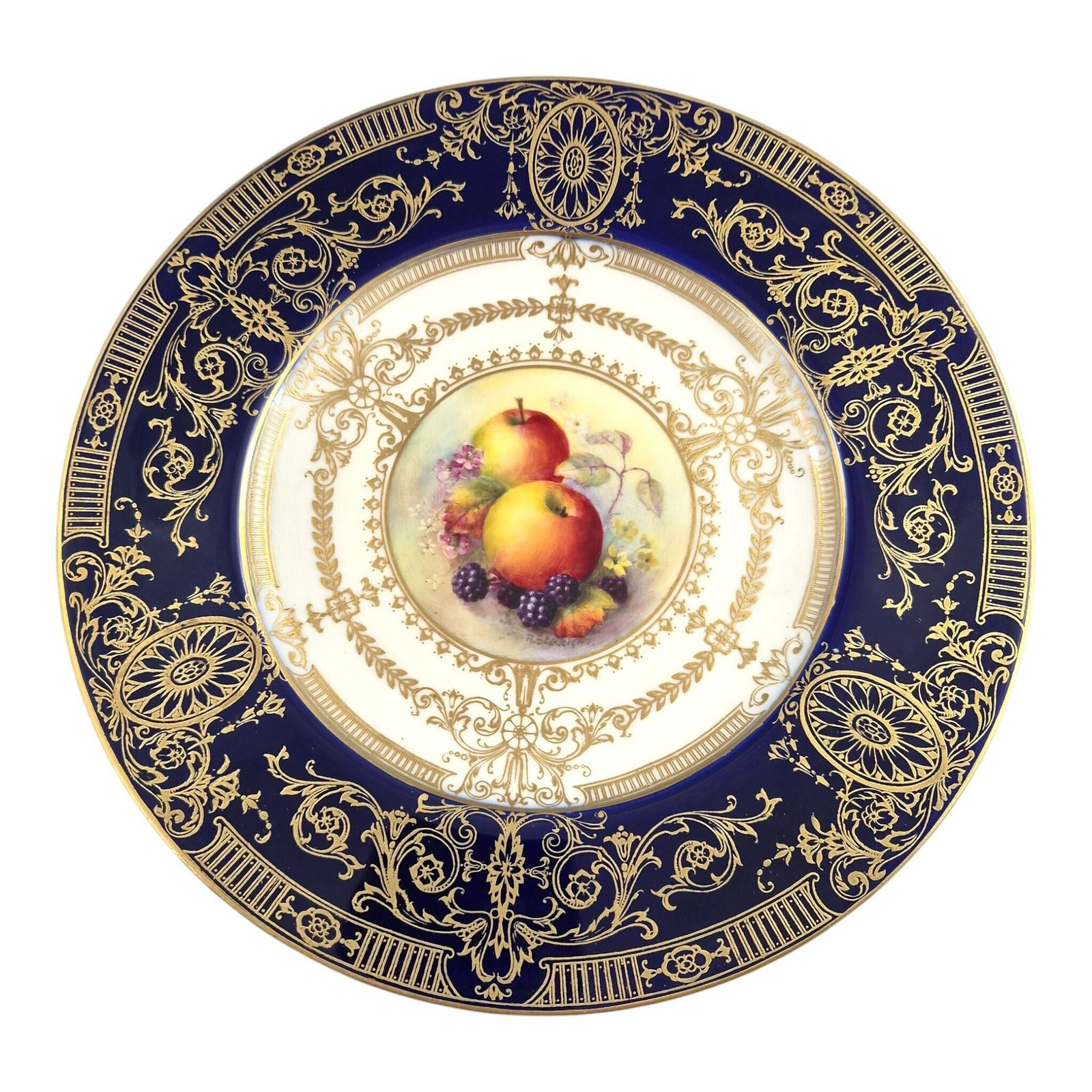 Royal Worcester Richard Sebright Geschilderd Fruitbord, Engeland, 1935 photo vintage