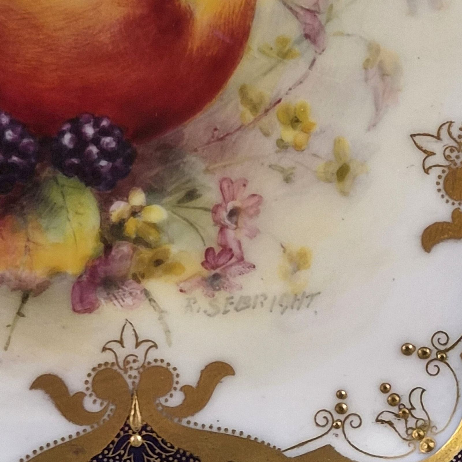 Royal Worcester Richard Sebright Painted Fruit Plate, 1936 photo 1100.0
