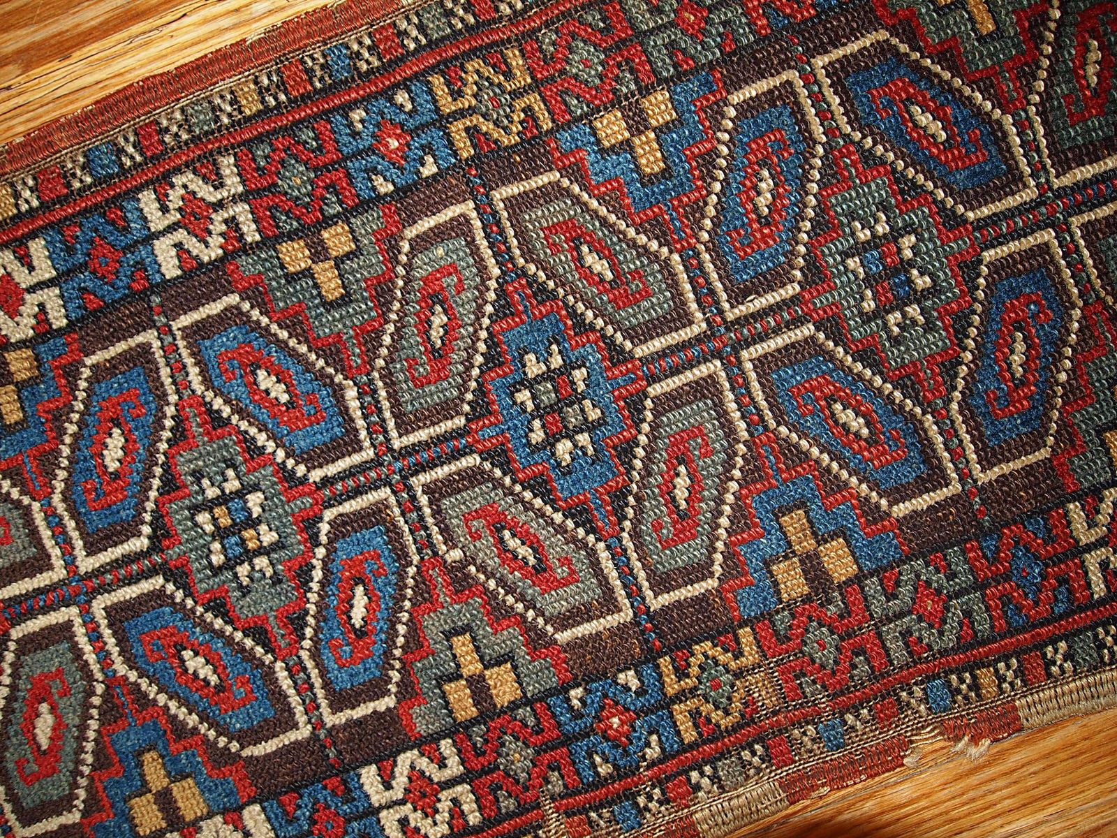 Tapis Yastik turc d'époque, fait main, 45 cm x 91 cm, années 1880 photo Textiles
