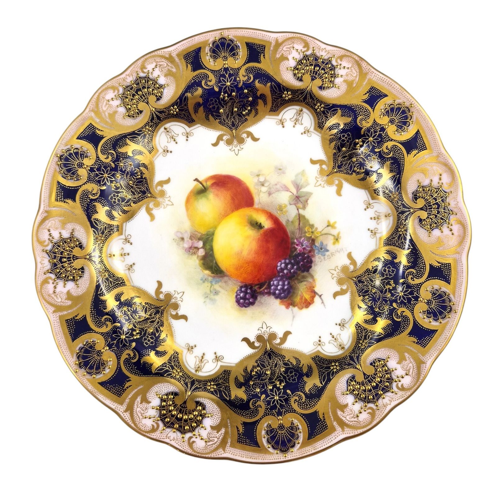Woonaccessoires Royal Worcester Richard Sebright Gesigneerd Geschilderd Fruitbord, 1937 photo
