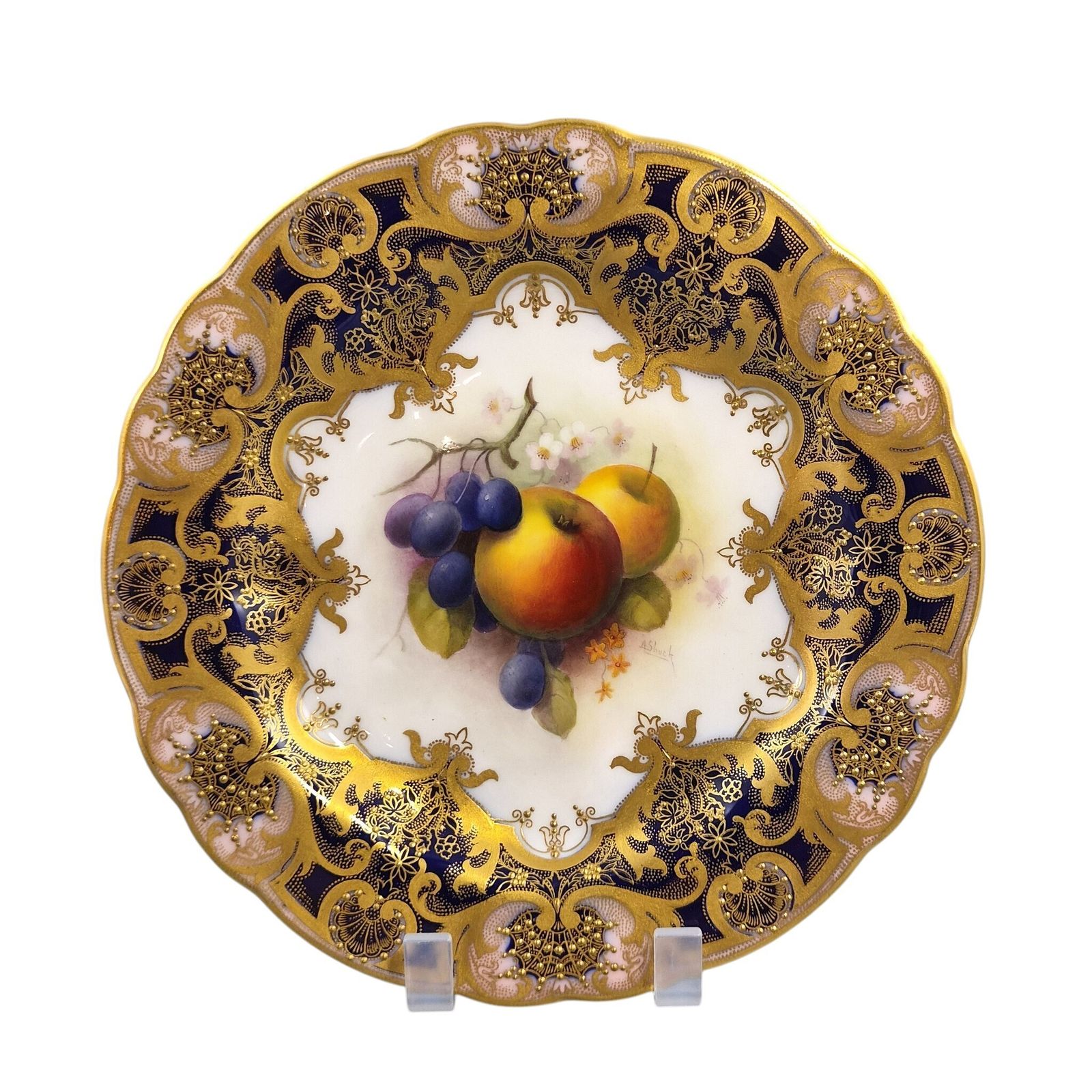 Royal Worcester Albert Shuck Gesigneerd Handgeschilderd Fruitbord, 1918 photo furniture