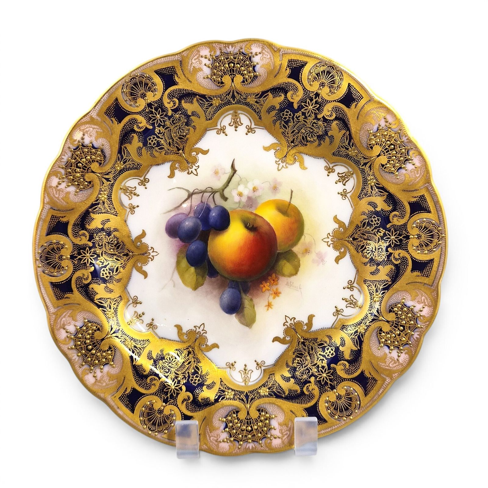 Royal Worcester Albert Shuck Gesigneerd Handgeschilderd Fruitbord, 1918 photo for sale