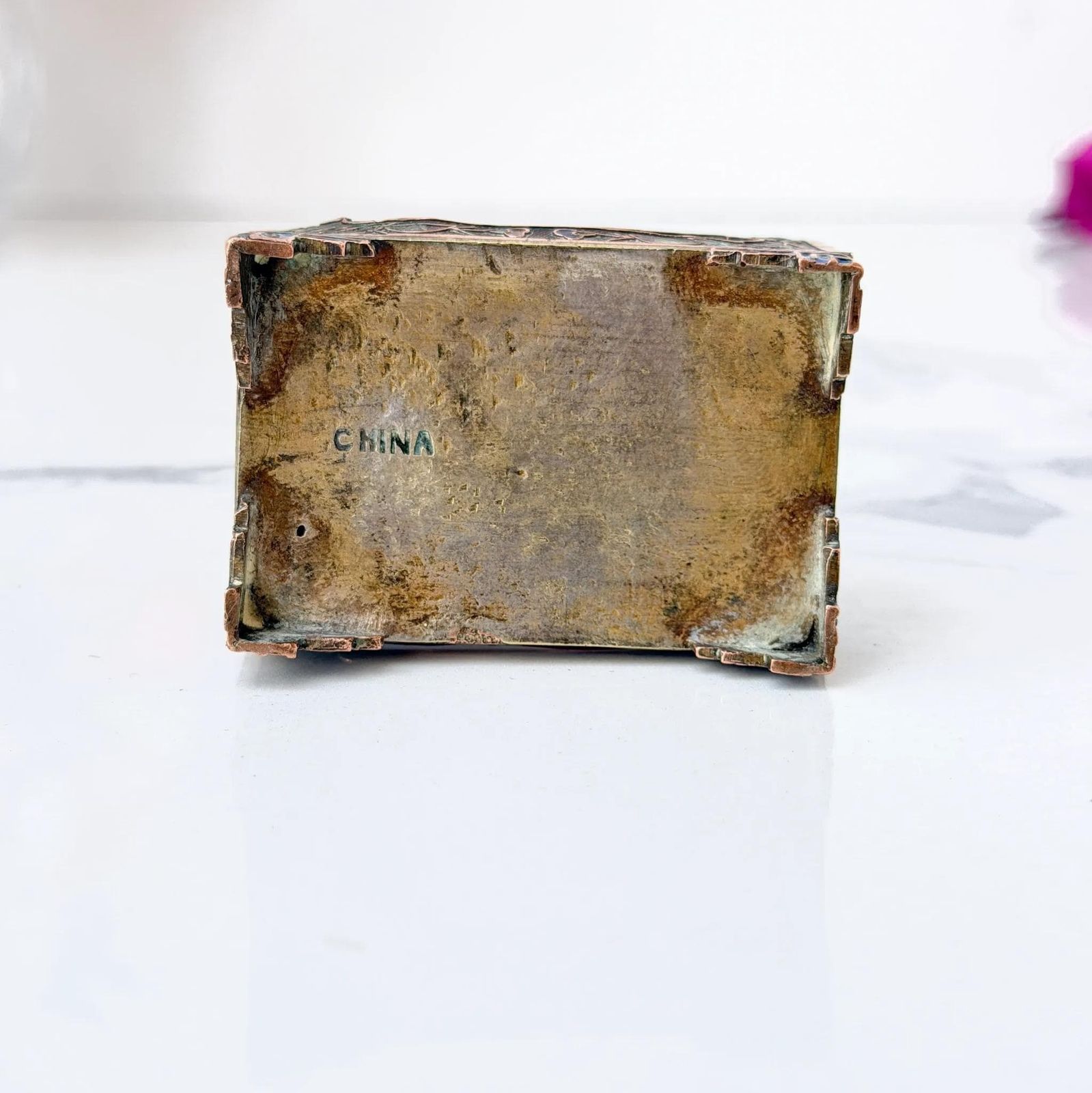 Antiek Chinees cloisonné luciferdoosje, emaille houder, begin 1900s photo Woonaccessoires