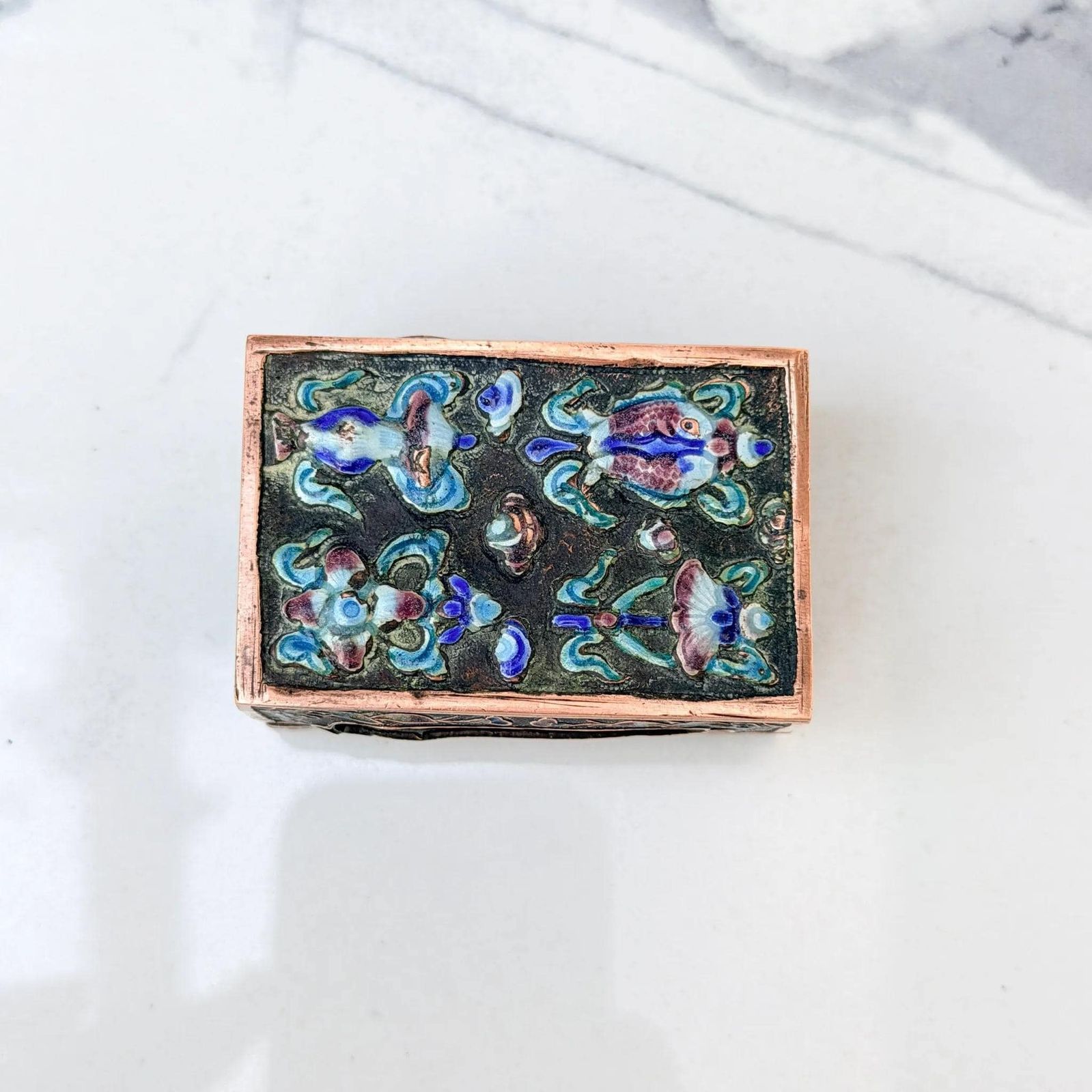 Antique Chinese Cloisonné Match Safe Enamel Holder Early 1900s photo 98.0