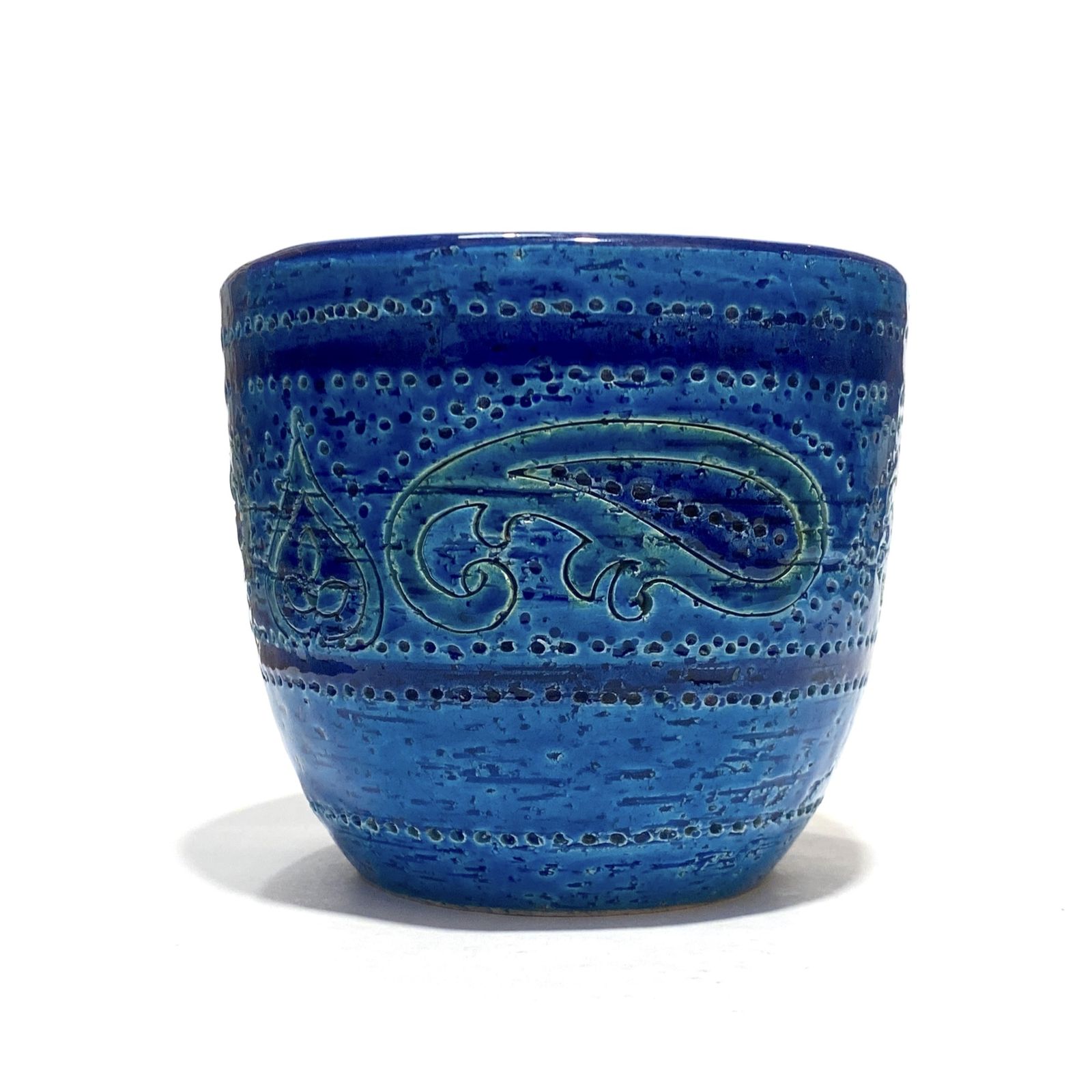 Bitossi Rimini Blue Liberty Planter By Aldo Londi, Mid Century Modern Italian Pottery photo vinterior