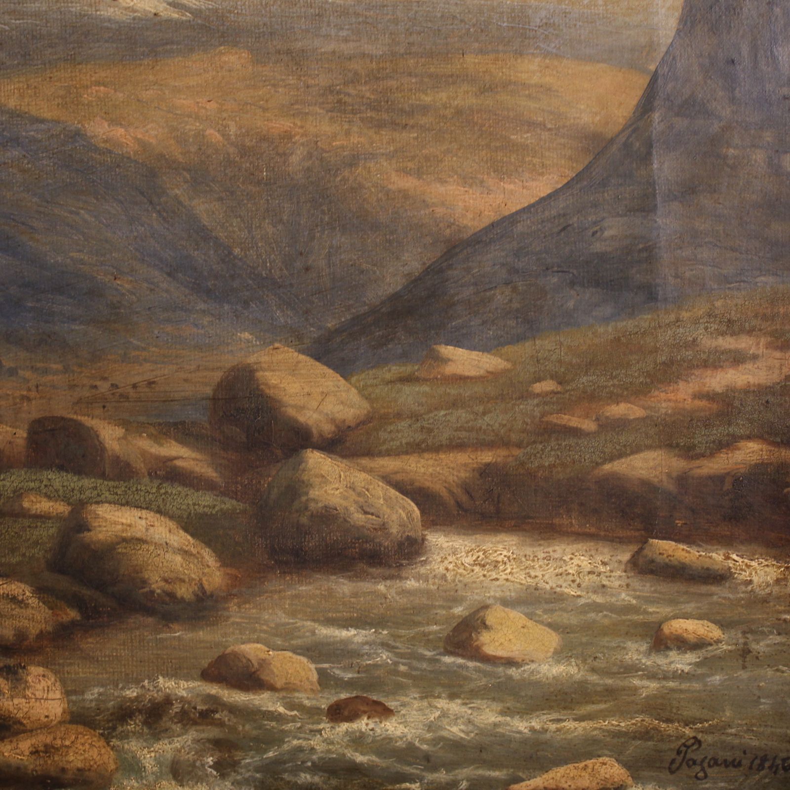 photo furniture Peinture italienne, paysage signé et daté 1846
