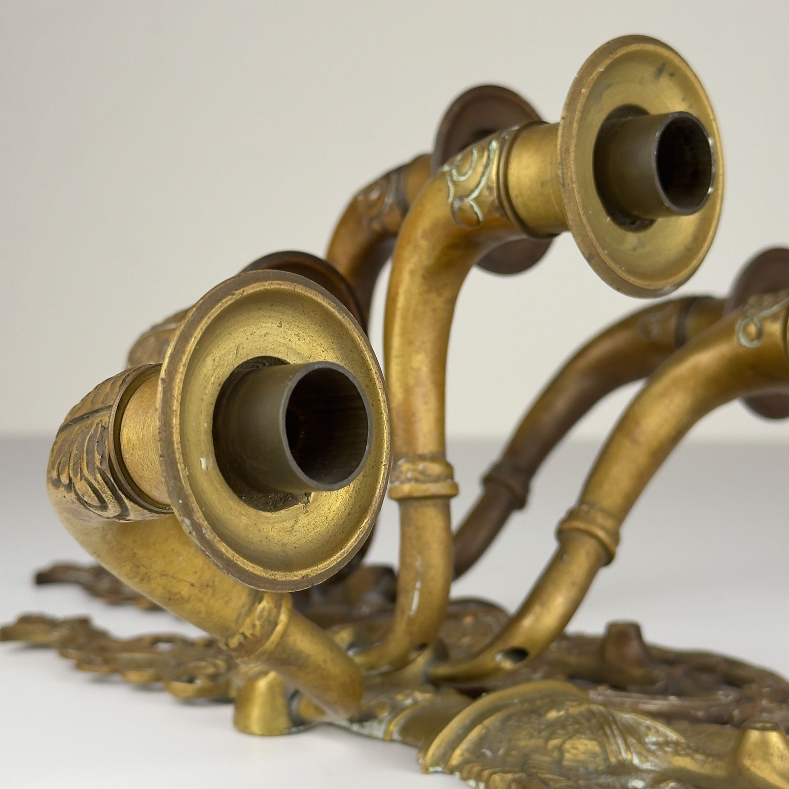 photo vintage Antique Empire Bronze Wall Candle Sconces, Italy, Early 20th Century, Set Of 2