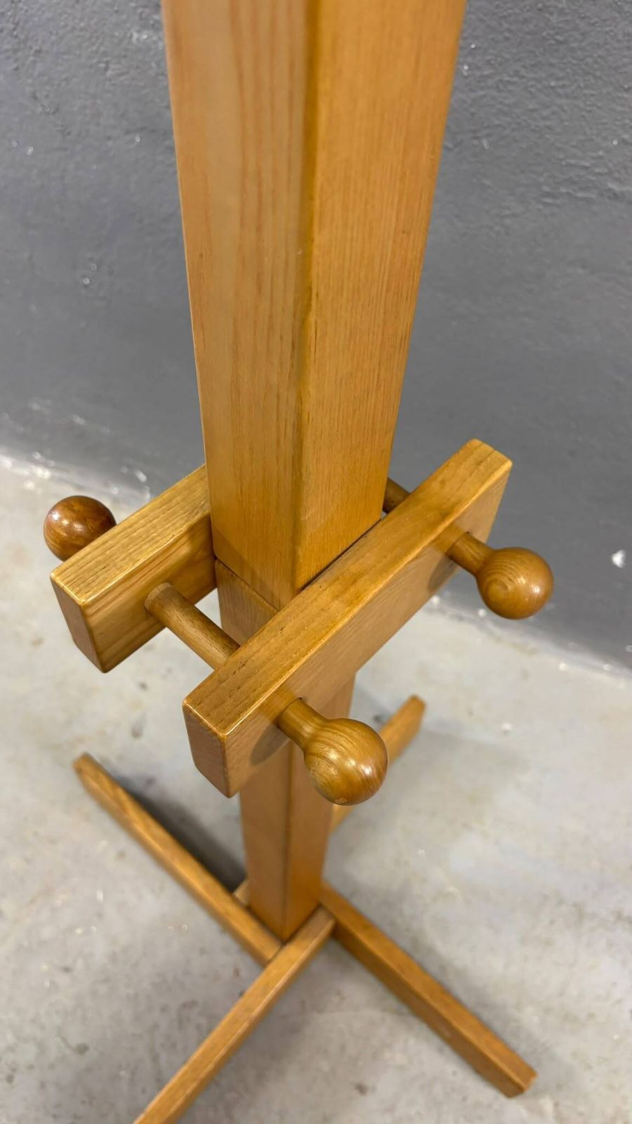 Freestanding Mid Century Pine Coat Rack, Solid Wood, 1970s, Europe photo vinterior